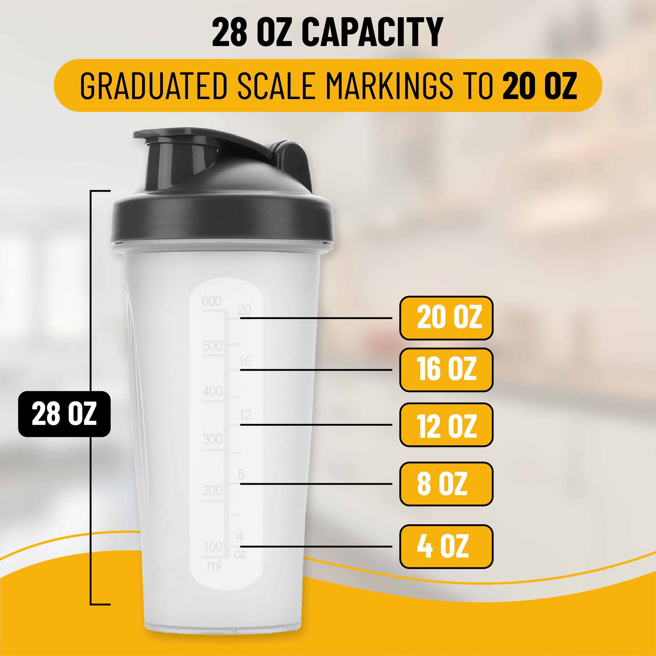 Mr. Pen 28oz Protein Shaker Bottle with Wire Whisk Ball - Premium Mixer Cup for Protein Powder, Pre-Workout & Meal Replacement Shakes - Ideal for Gym, Fitness & Post-Workout Recovery