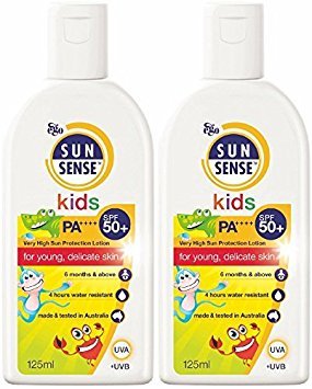 SunSense SPF 50+ Kids Sunscreen Lotion - 2 Pack (125ml Each) | Broad Spectrum UVA/UVB Protection | Water Resistant & Gentle for Sensitive Skin | Perfect for Beach, Pool & Outdoor Activities