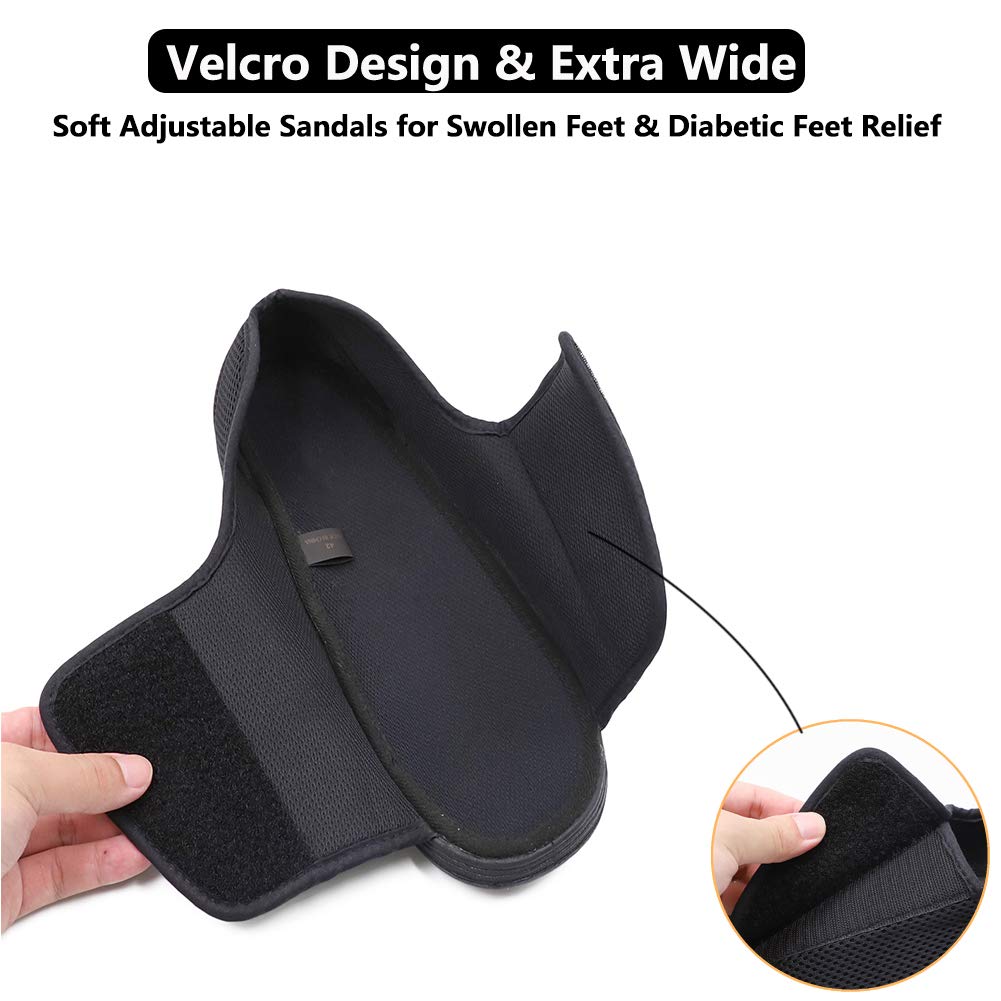 **Men's Open Toe Diabetic Slippers - Adjustable Orthopedic Wide Width Walking Shoes for Arthritis, Edema & Swollen Feet - Comfortable Recovery Footwear for Elderly Men - Ideal for Home, Hospital & Daily Use**