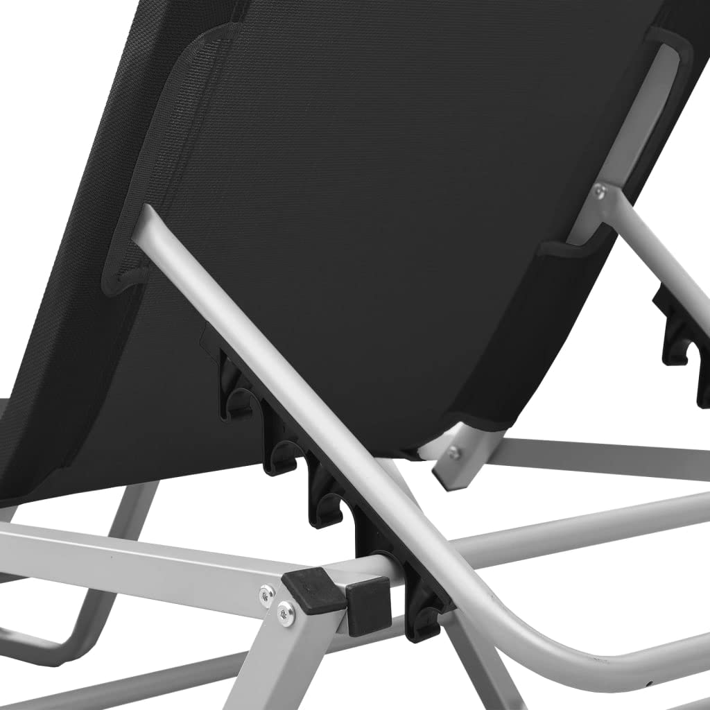 Premium SKM Sun Lounger with Aluminum Frame & Durable Textilene Fabric in Black - Perfect for Poolside, Beach, Patio, and Outdoor Relaxation