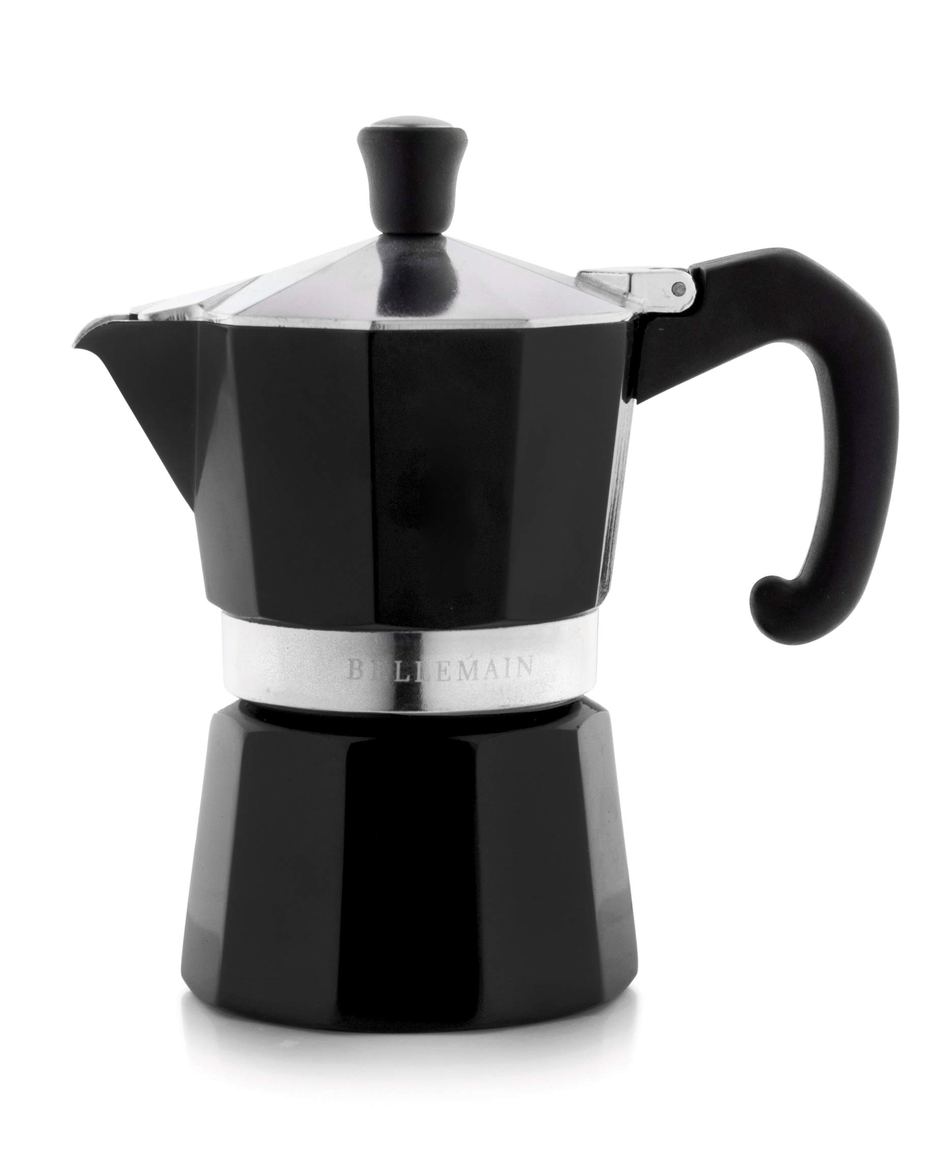 Bellemain Stovetop Espresso Maker - 3 Cup Moka Pot for Italian Coffee, Durable Aluminum Coffee Maker for Gas & Electric Stoves - Perfect for Home, Office & Camping Brewing