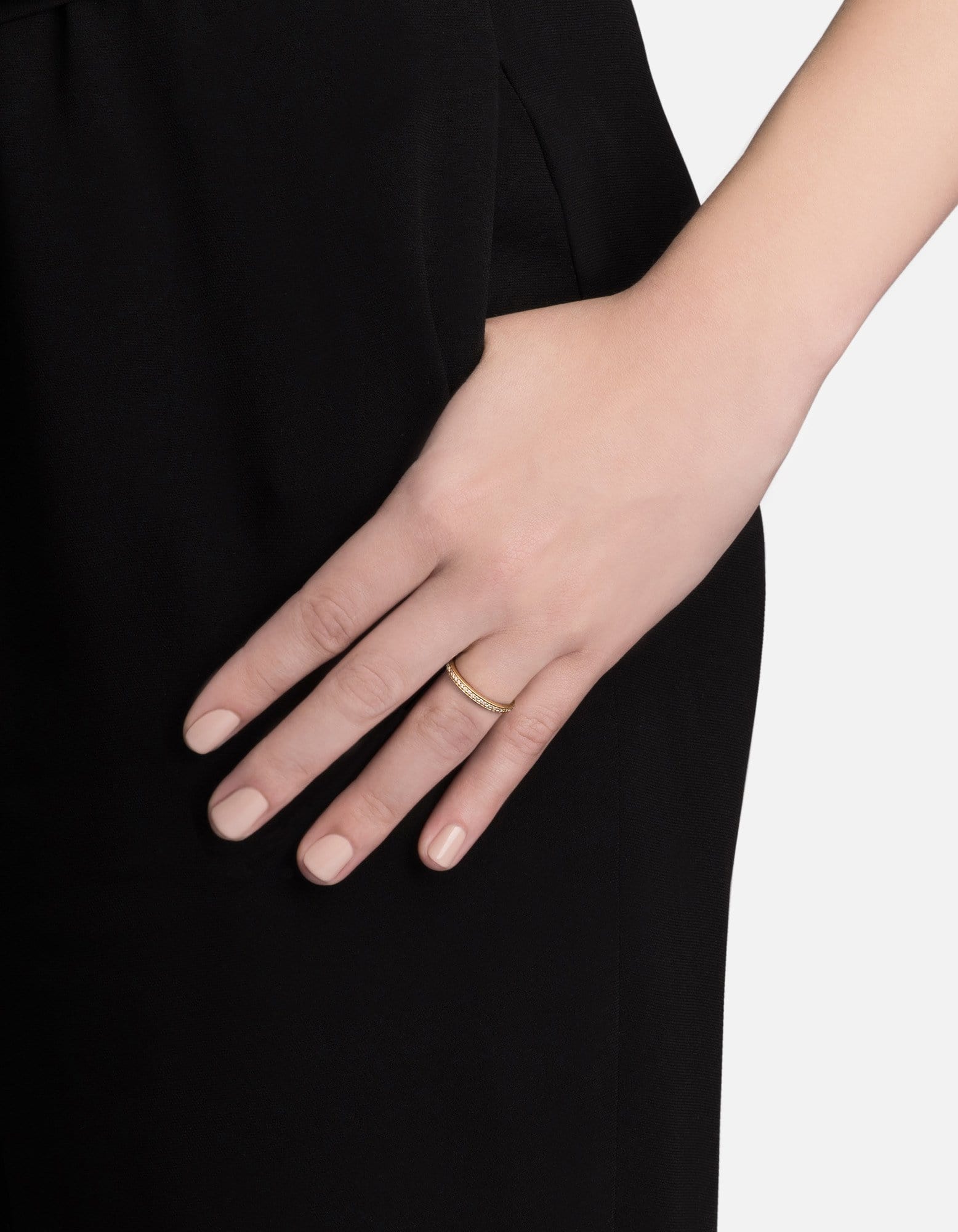 14K Matte Gold Pavé Eclipse Band Ring - Dainty Stackable Ring for Women, Perfect for Everyday Wear & Layering Jewelry