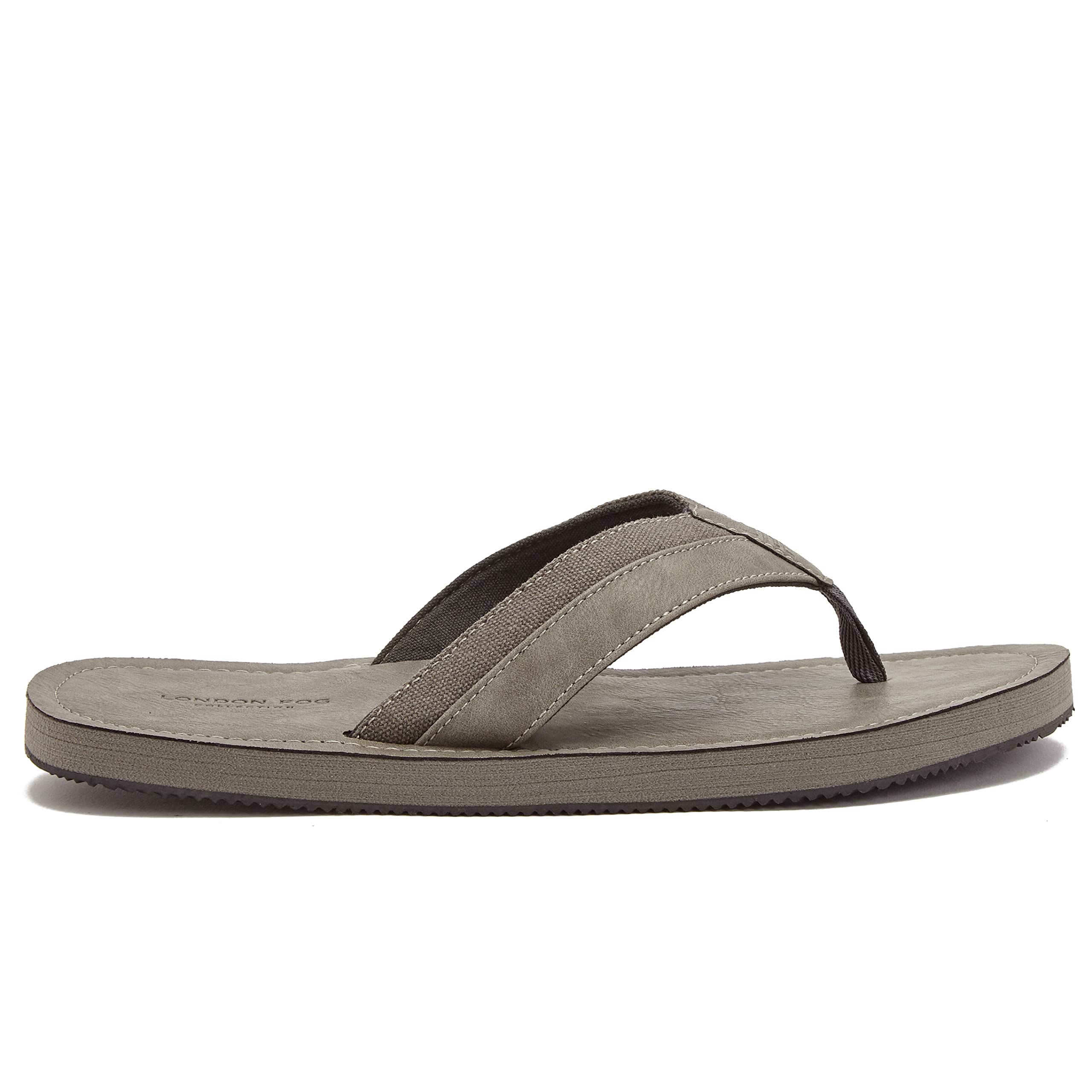 LONDON FOG Trevon Men's Thong Sandals - Athletic Flip Flops for Men Size 7-13 in Black, Grey & Brown | Comfortable Beach, Pool & Casual Wear