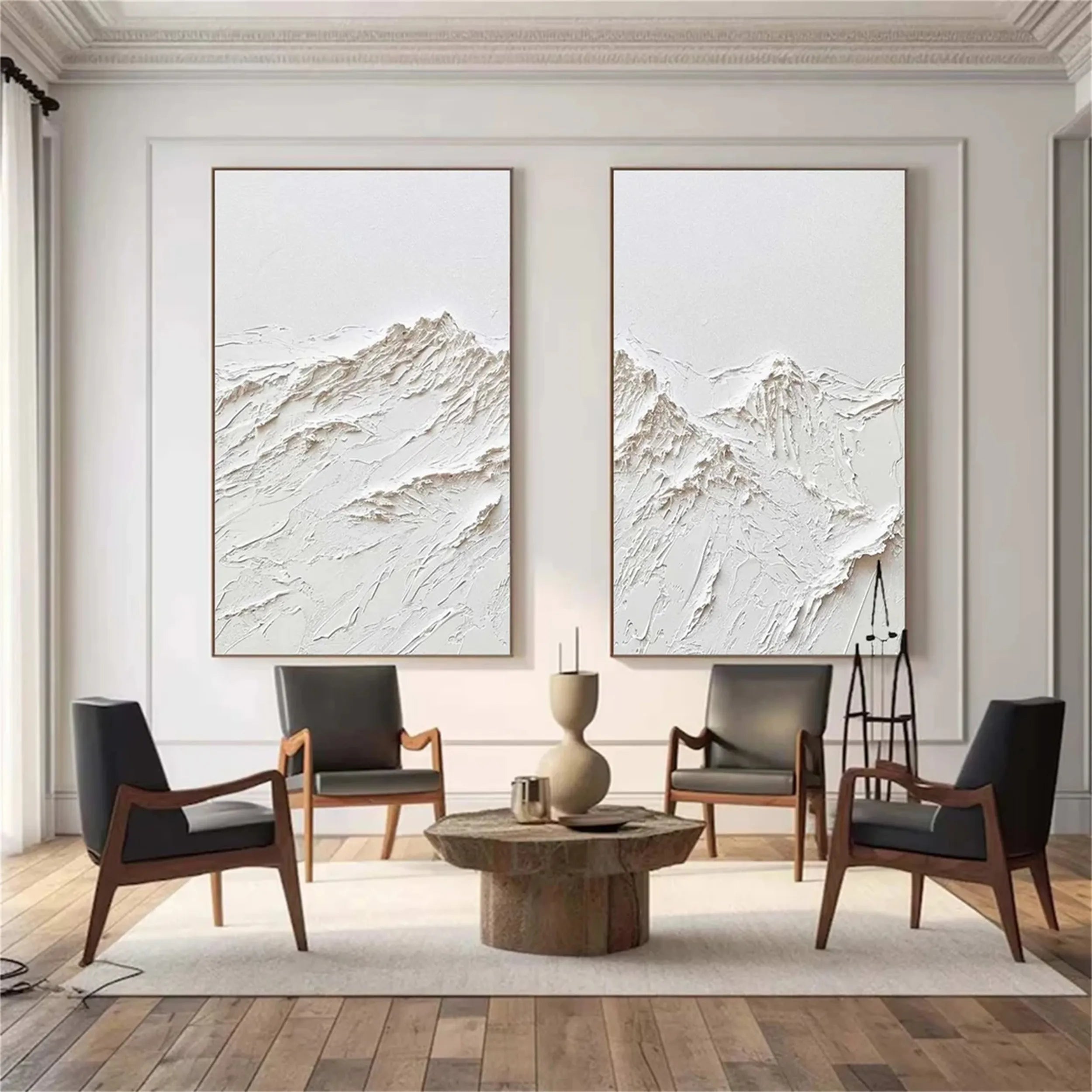 Minimalist Textured Plaster Art Paintings - Set of 2 Modern Wall Decor (#MM264) | Perfect for Living Room, Bedroom & Office Aesthetic