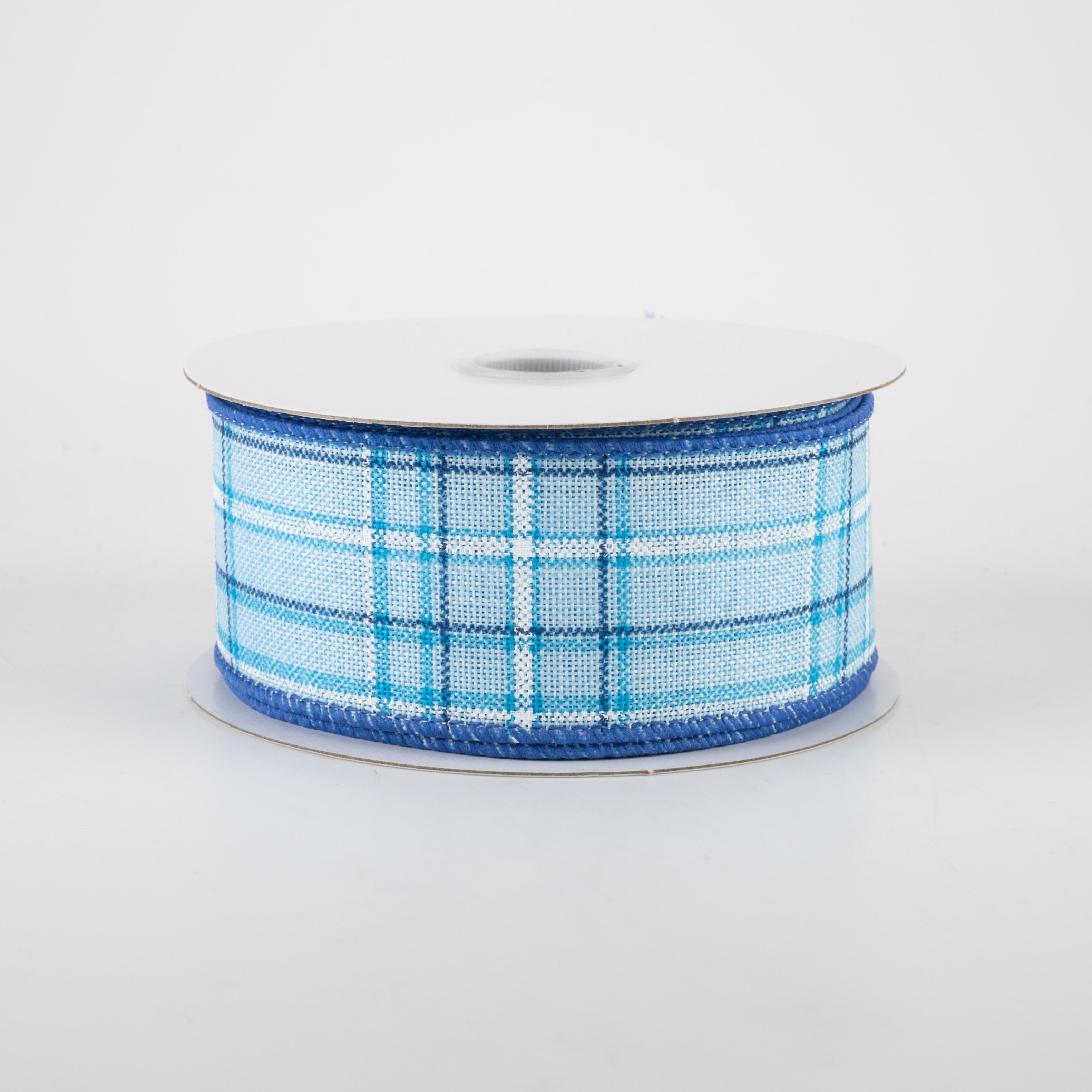 1.5 Inch Cornelia Plaid Ribbon - Blue, Navy & White Striped Decorative Ribbon (10 Yards) for Gift Wrapping, DIY Crafts, Hair Bows & Party Decorations