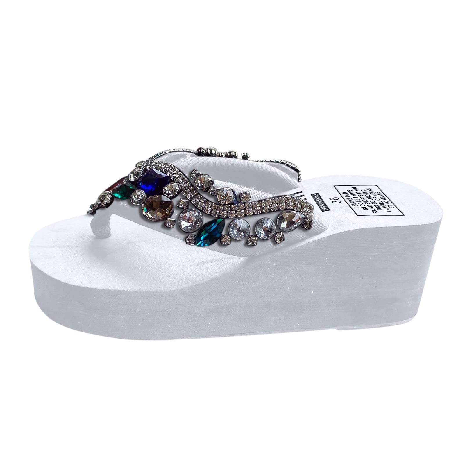 Women's Summer Wedge Sandals with Elastic Ankle Strap - Comfortable Bohemian Beach Shoes, Slip-On Rhinestone Flats for Casual Wear, Open Toe Sandals for Women | Perfect for Beach Vacations, Summer Outings & Boho Fashion Styles