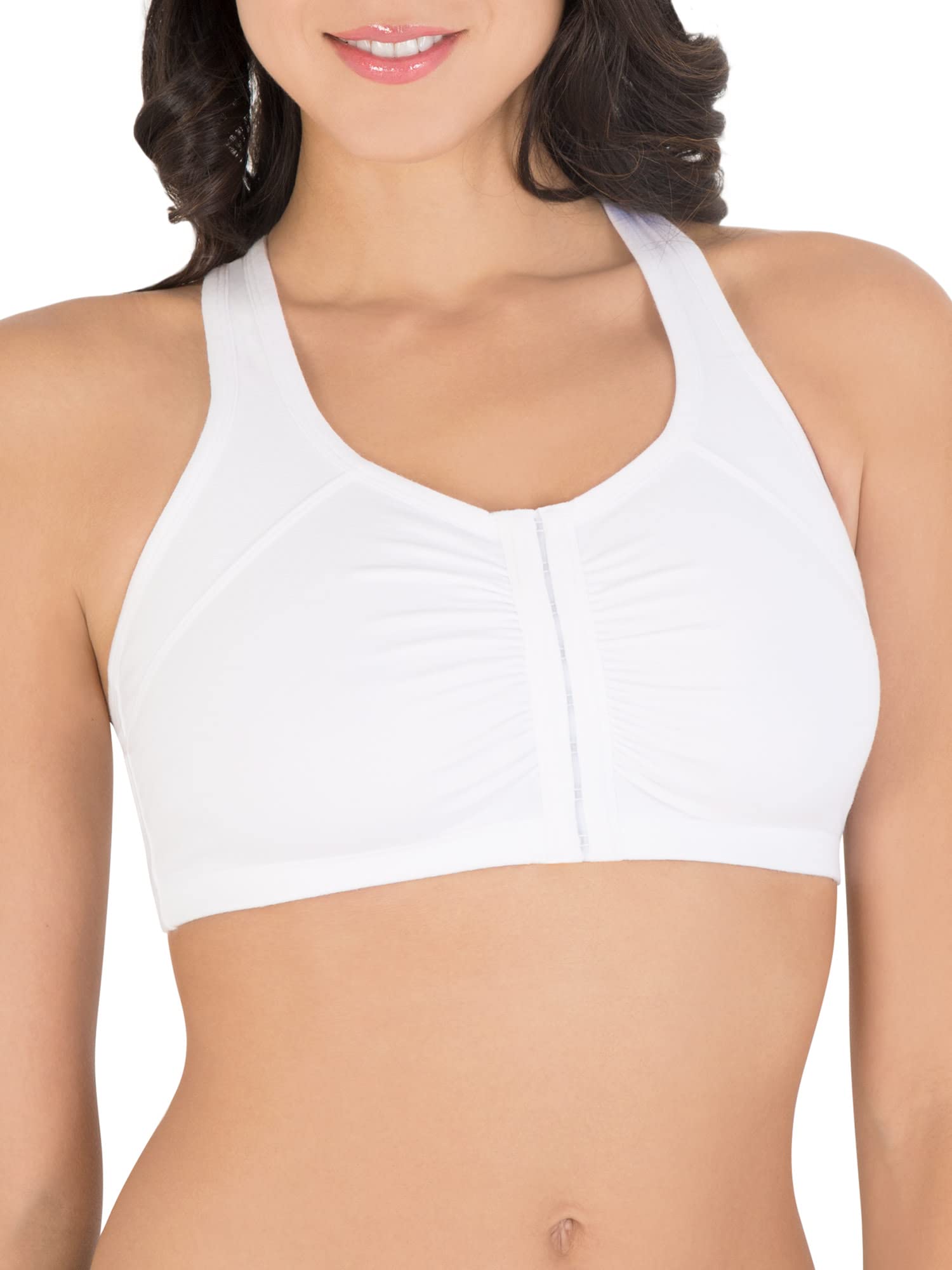 Fruit of the Loom Women's Front Closure Built-Up Sports Bra - Comfortable Support for Yoga, Gym & Active Lifestyle