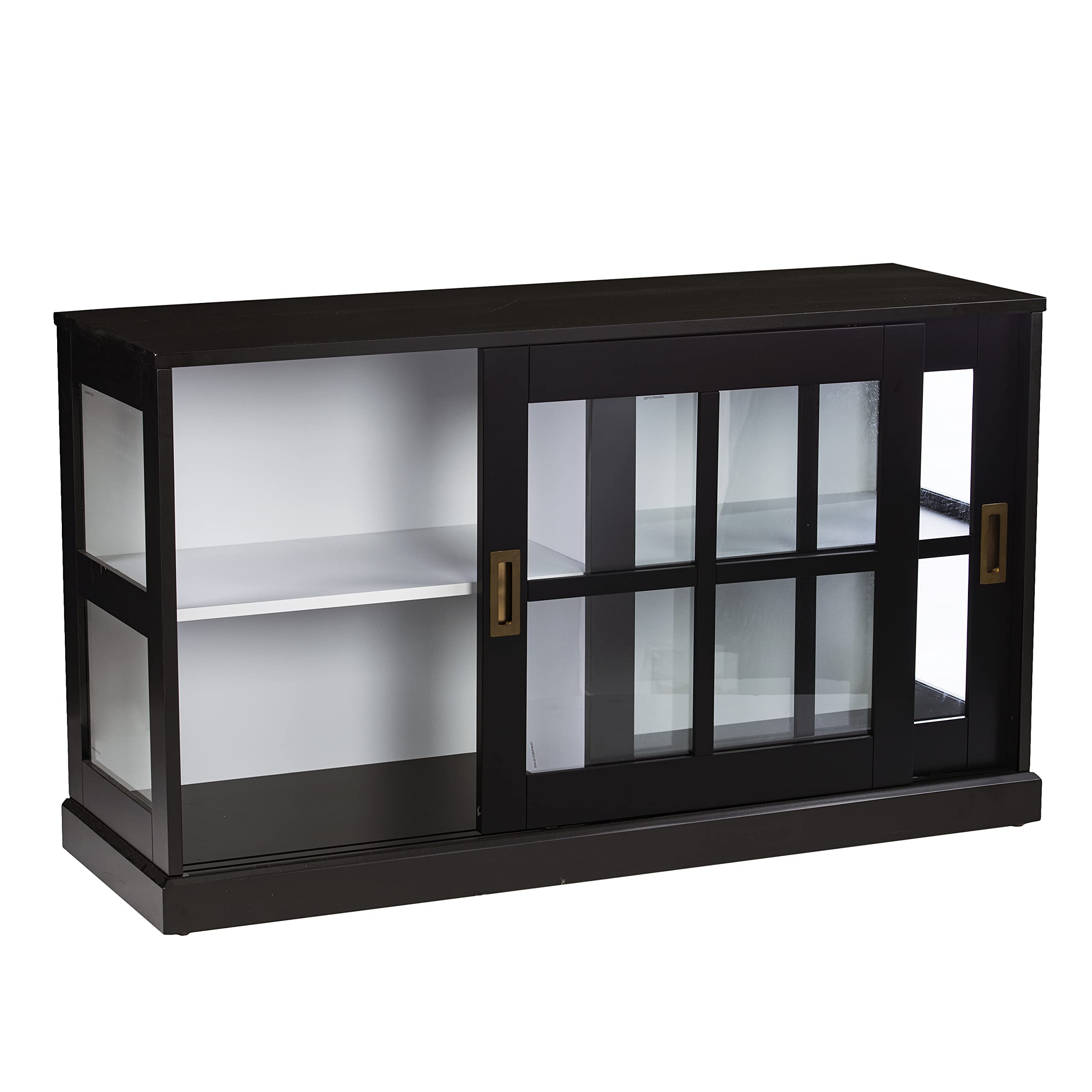 SEI Furniture Byward Black Curio Cabinet - Glass Display Cabinet for Collectibles, China, and Home Decor - Perfect for Living Room, Dining Room, or Office Display
