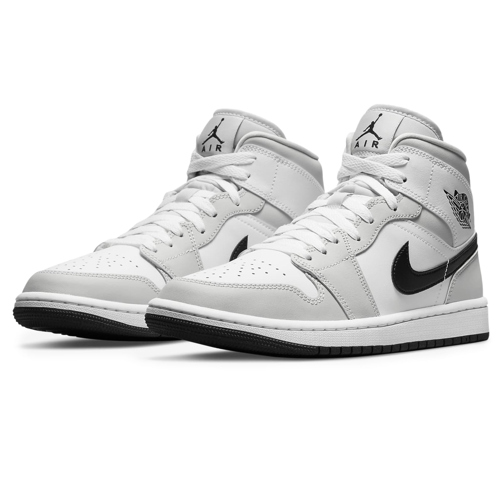 Air Jordan 1 Mid Women's Sneakers - White & Light Smoke Grey - Basketball Shoes for Women - Perfect for Casual Wear, Gym & Street Fashion