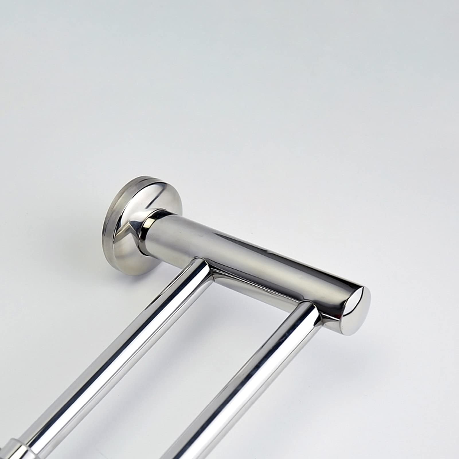 Stainless Steel Wall Mounted Towel Bar Rail - Adjustable 30CM to 120CM Double Round Towel Holder for Bathroom & Kitchen | Silver (50CM Size) | Perfect for Hanging Towels, Robes & Kitchen Linens in Modern Homes