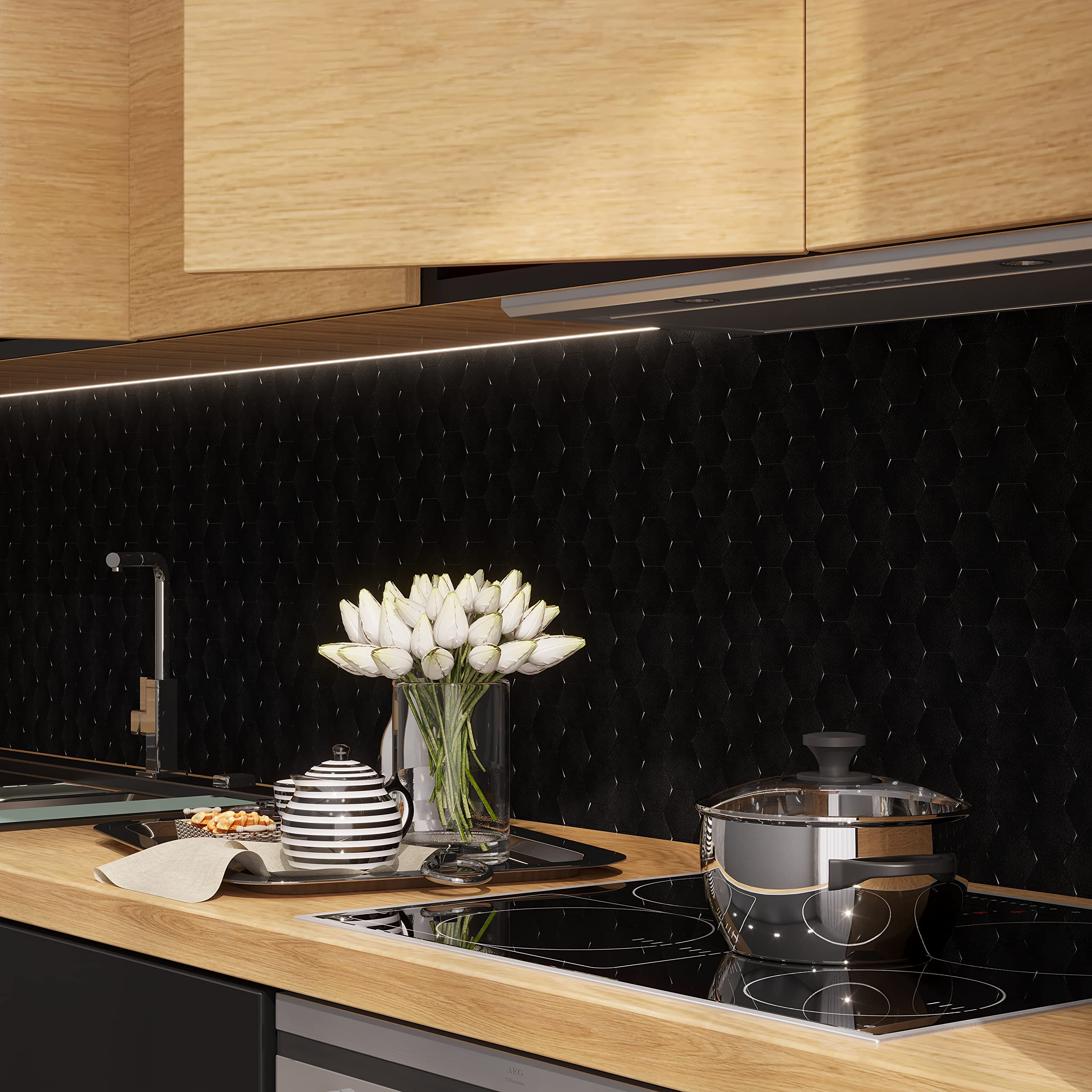 Hexagon Peel & Stick Tiles - Easy DIY Backsplash for Kitchen & Bathroom