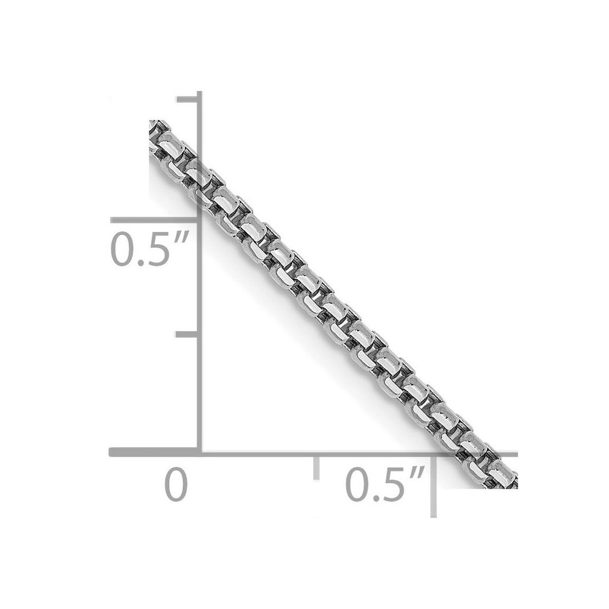 14K White Gold Hollow Polished Lobster Claw Clasp 1.75mm Round Box Chain Necklace for Women & Men - Elegant Jewelry for Everyday Wear, Special Occasions & Gifts