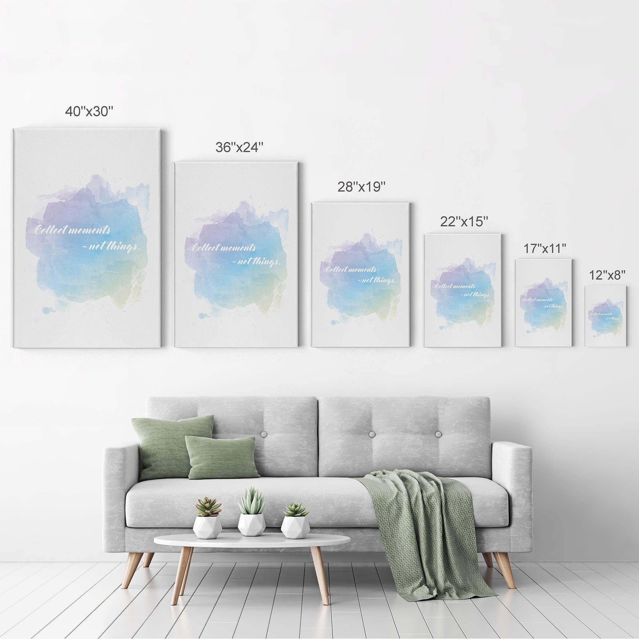 Smile Art Design 'Collect Moments Not Things' Motivational Canvas Wall Art Print - Inspirational Home Decor Ready to Hang (17x11 inches) - Perfect for Living Room, Bedroom & Office Decor - Made in USA