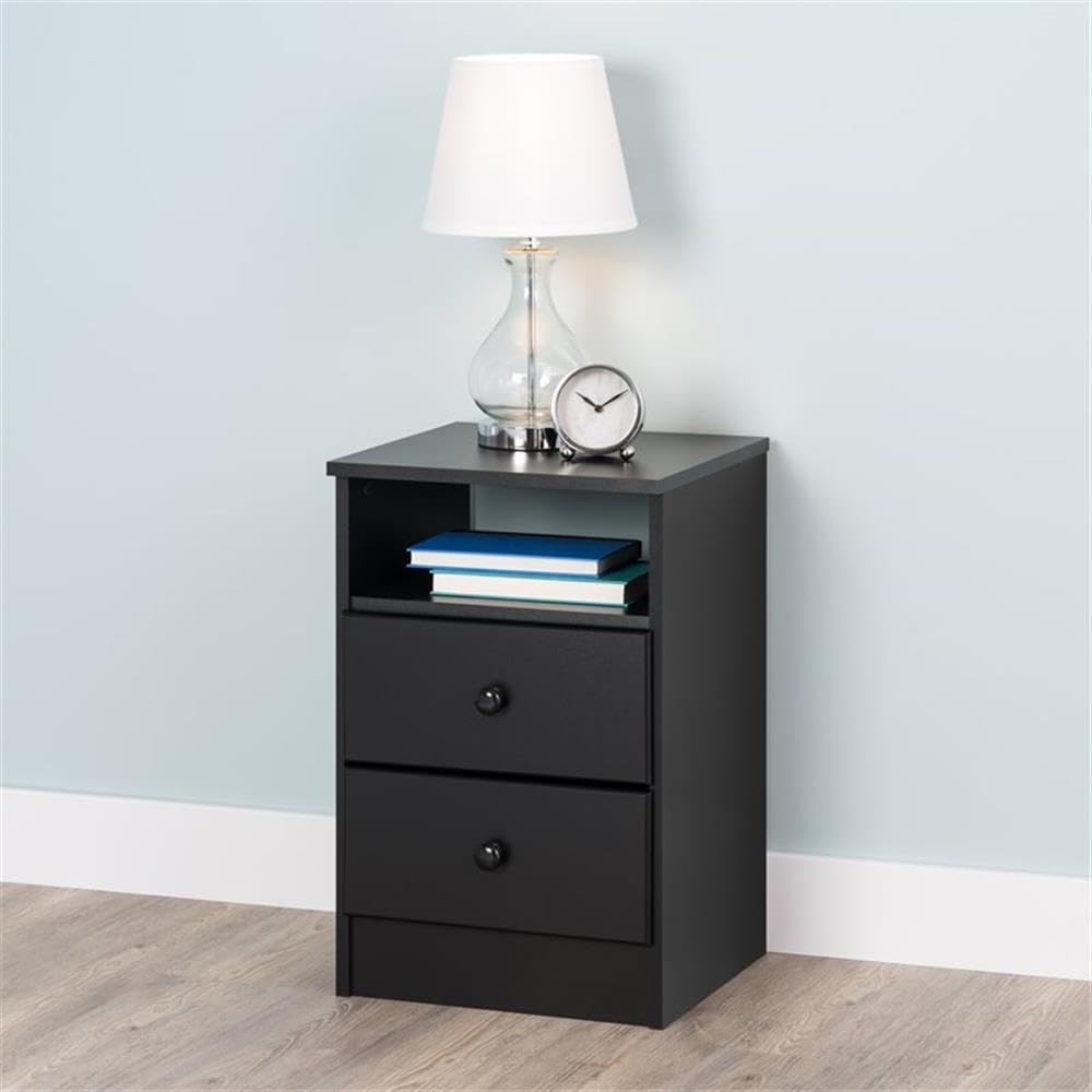 Pemberly Row 3-Piece Bedroom Set - Black 2 Nightstands & 6-Drawer Double Dresser for Master Bedroom Furniture