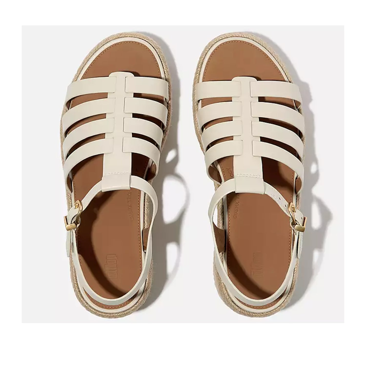 Fit Flop Women's Espadrille Leather Fisherman Wedge Sandals - Comfortable Beige Summer Shoes for Beach, Walking & Casual Outfits