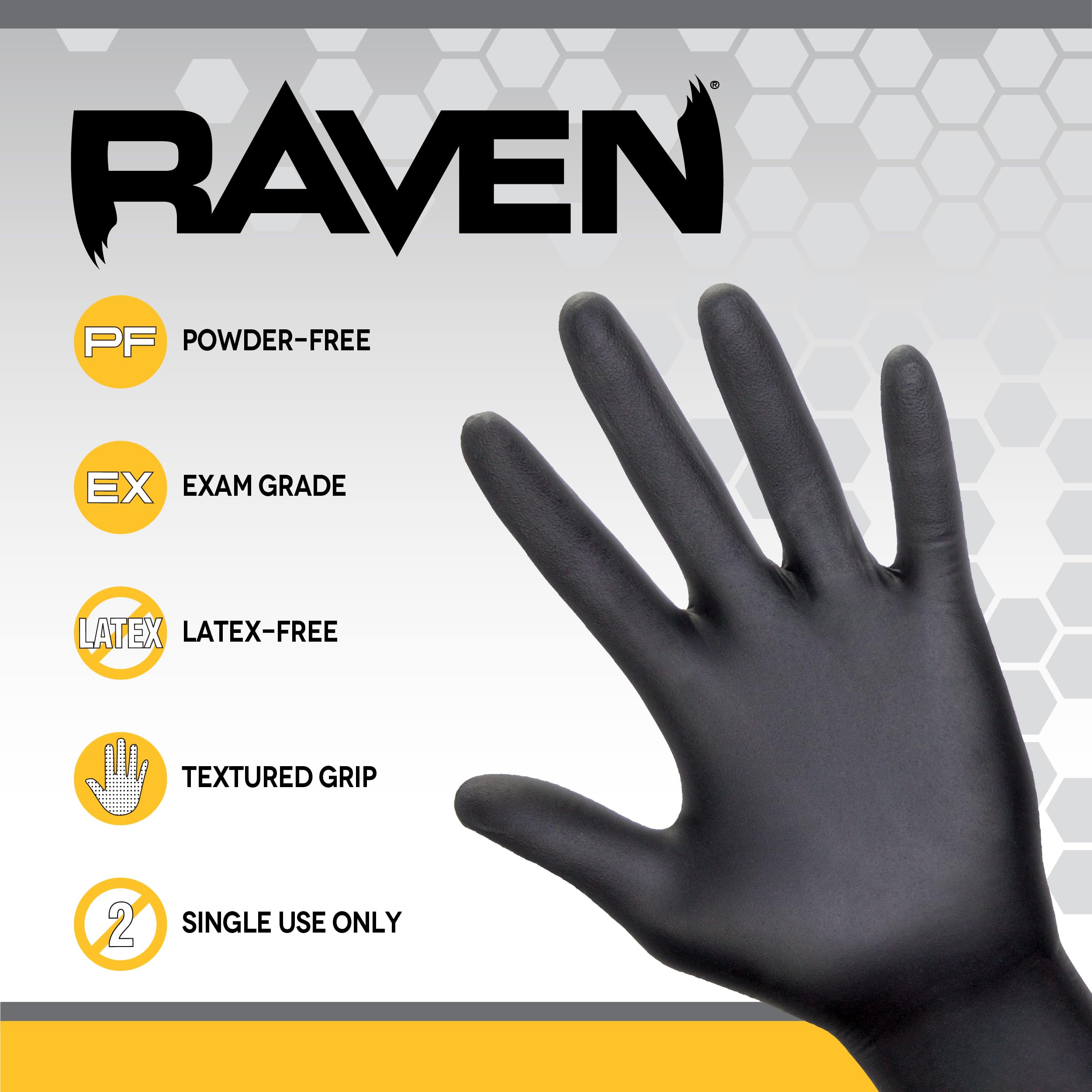 10 Pack SAS Safety 66519 Raven 6 mil Black Nitrile Disposable Gloves - X-Large (100 Gloves per Box) | Heavy-Duty Chemical Resistant Gloves for Medical, Laboratory, Tattoo & Automotive Work