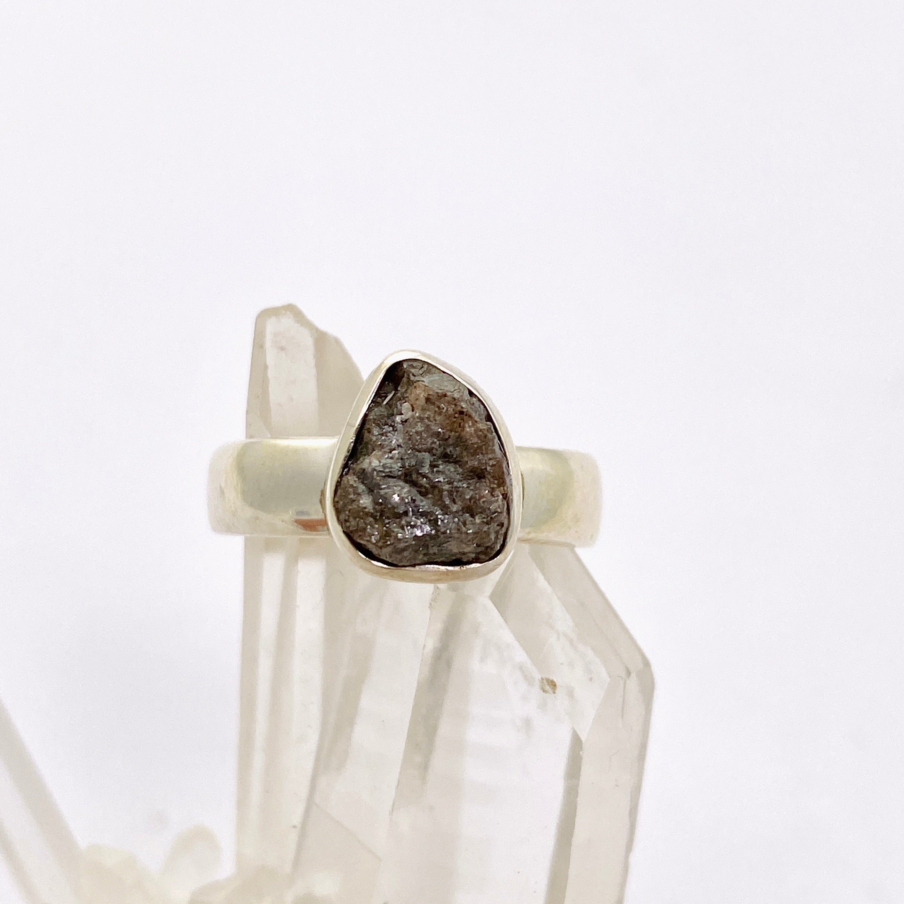 Natural Rough Diamond Freeform Raw Ring - Size 6.5 - PRGJ885 - Unique Handmade Jewelry for Boho Wedding & Everyday Fashion