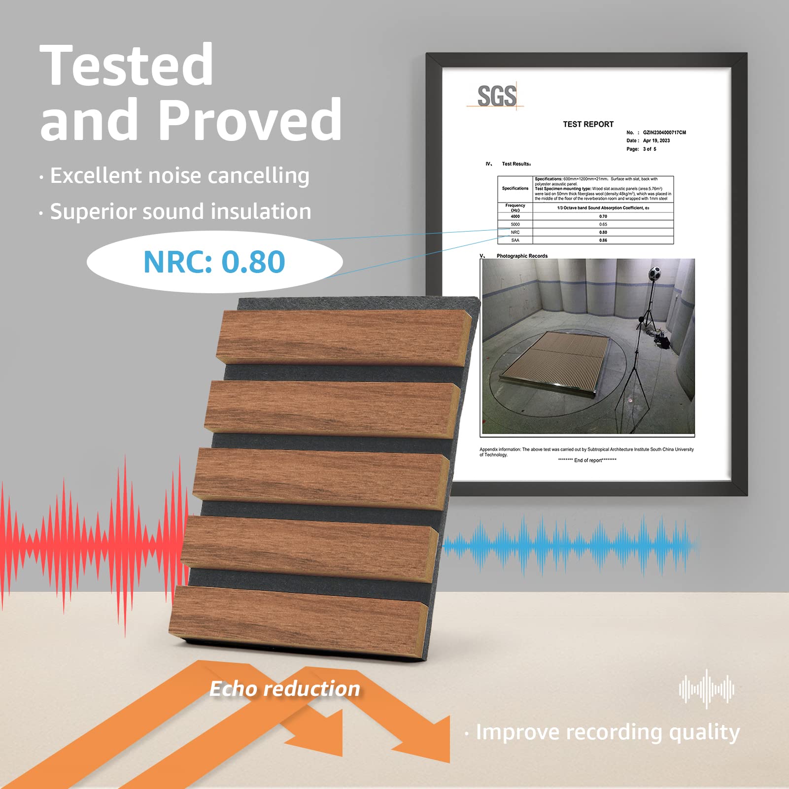 Art3d 2-Pack Wood Slat Acoustic Panels for Wall & Ceiling - 3D Fluted Sound Absorbing Panels with Natural Walnut Finish - Perfect for Home Theater, Office & Studio Soundproofing