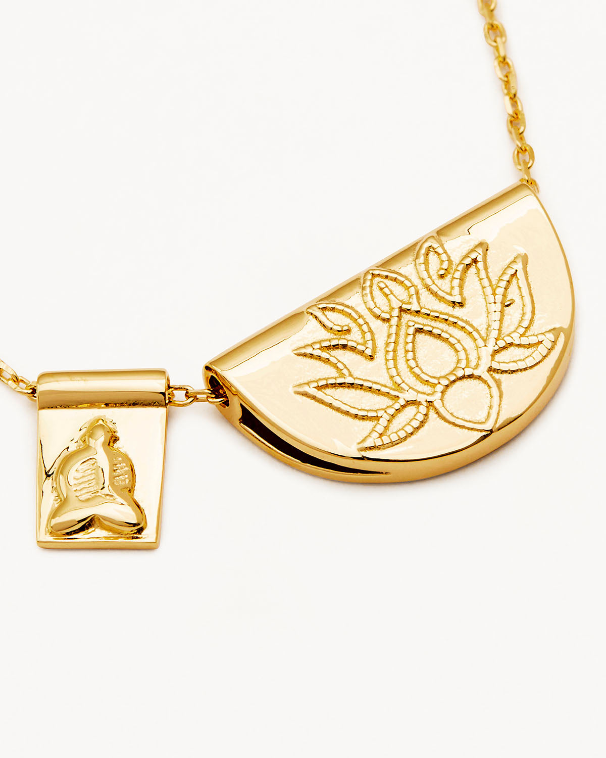 18K Gold Vermeil Lotus & Little Buddha Pendant Necklace - Spiritual Jewelry for Meditation, Yoga & Mindful Living
