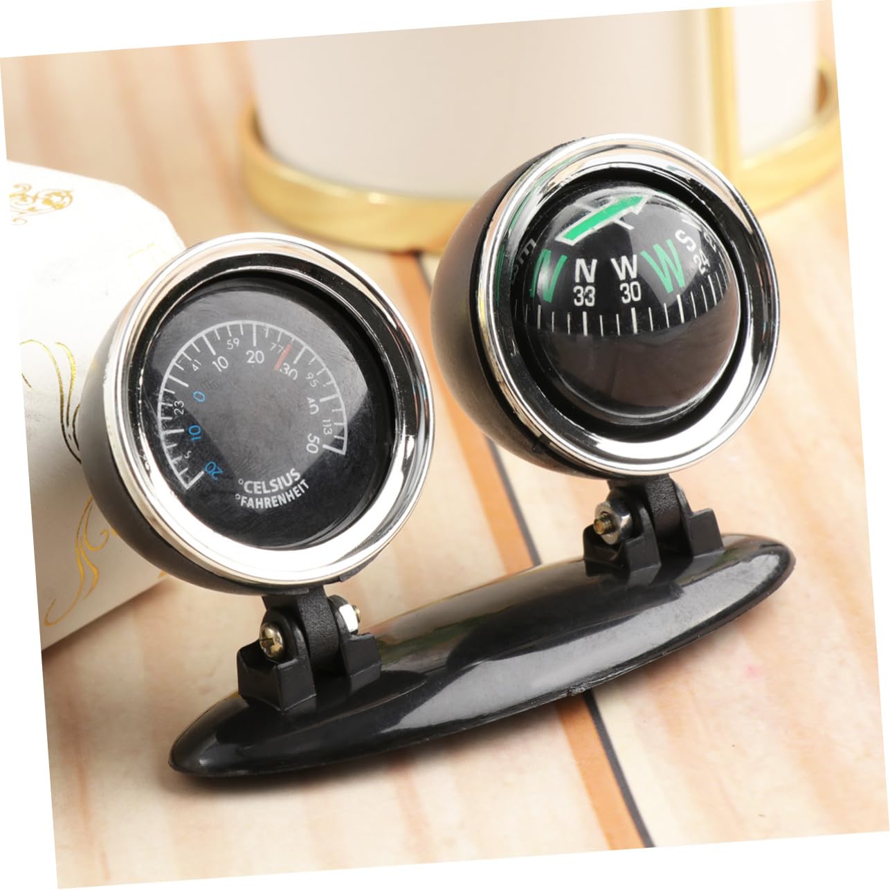 Car Compass & Thermometer - 360° Rotating Dashboard Guide Ball with Direction Indicator, Auto Accessories for Navigation & Temperature Monitoring - Perfect for Road Trips, Camping & Off-Road Adventures