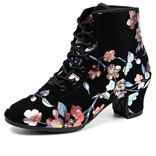 Black&flower-rubber Sole-5cm Heel