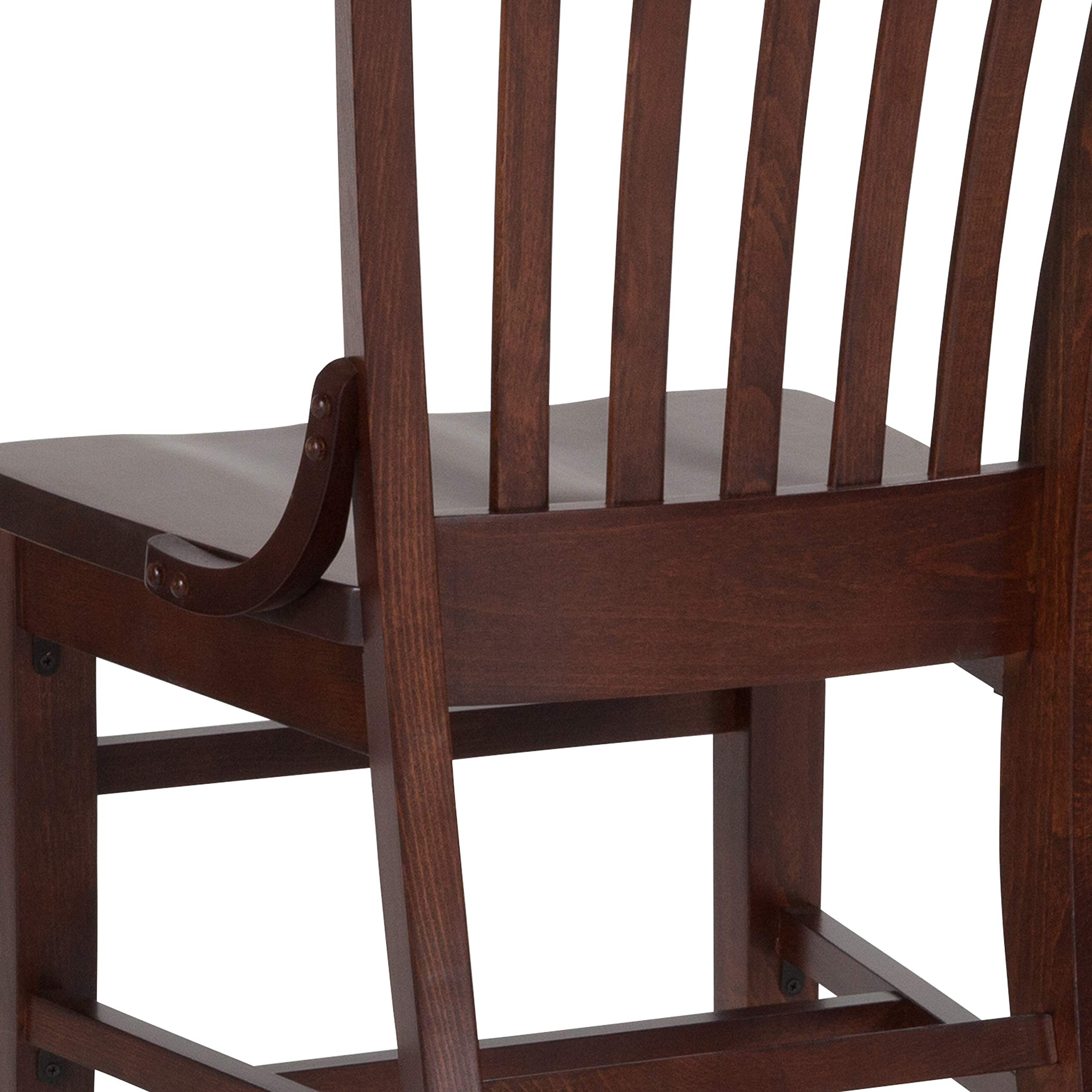 EMMA + OLIVER School House Back Walnut Wood Chair - Solid Wood Dining Chair for Kitchen, Dining Room, Office & Study - Comfortable & Durable Wooden Seat with Classic Design