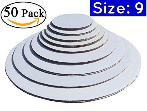 50 Pack 9 Inch Cake Cardboard Rounds - Sturdy Pizza & Cake Circle Boards for Baking, Decorating & Serving - Perfect for Birthday Cakes, Wedding Desserts & Party Treats
