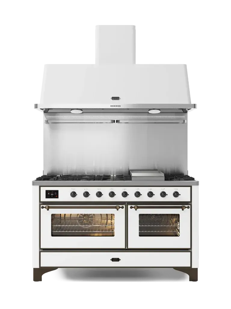 ILVE Majestic 150cm Double Oven Range Cooker with TFT Display - M15FDNE3/WHC - Professional Gas Stove for Home Kitchen, Perfect for Baking, Roasting & Family Cooking