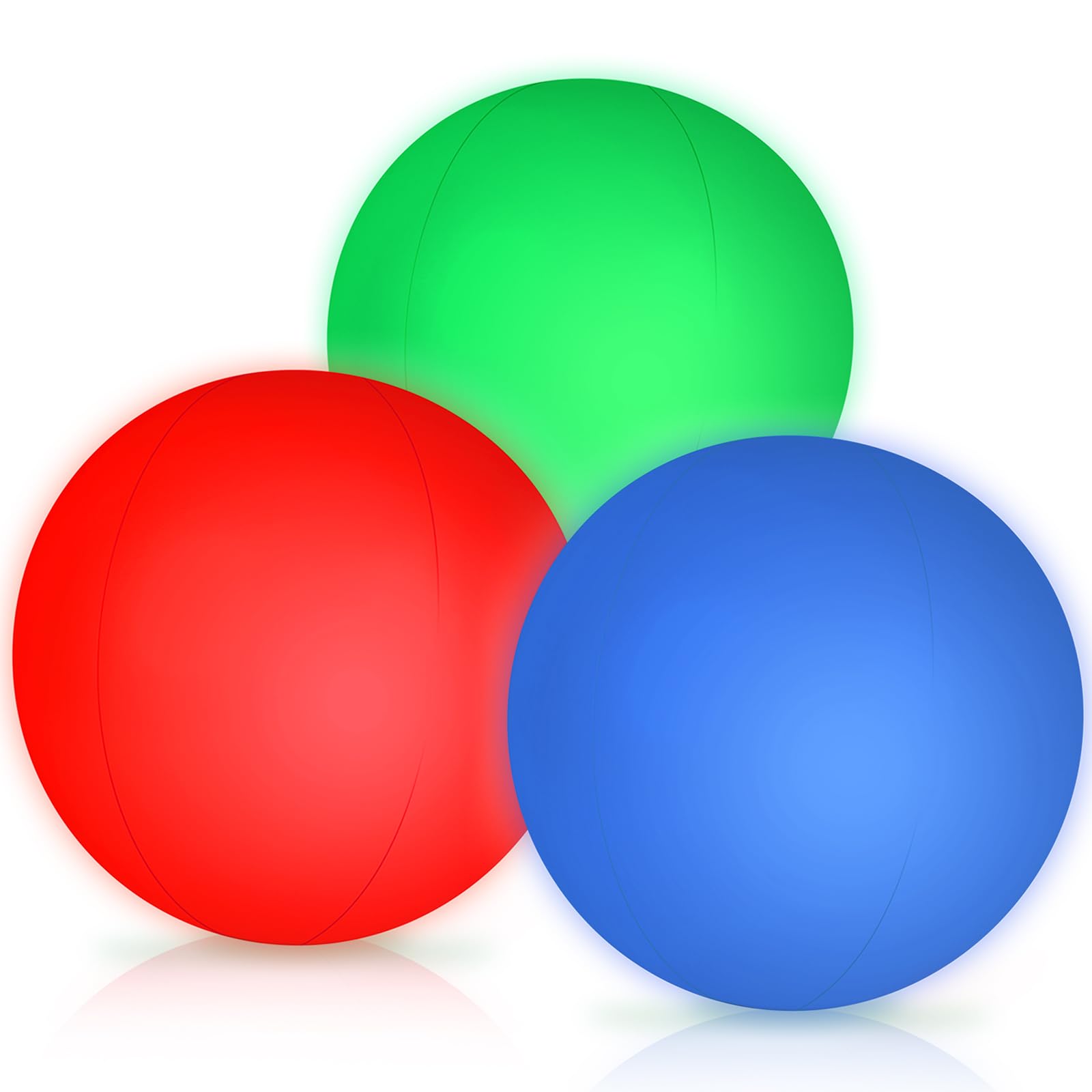 3PCS Light Up Beach Balls for Kids - 16Inch Glow Pool Toys with Remote Control, Inflatable Summer Party Favors for Night Swim, Birthday Bash & Backyard Fun