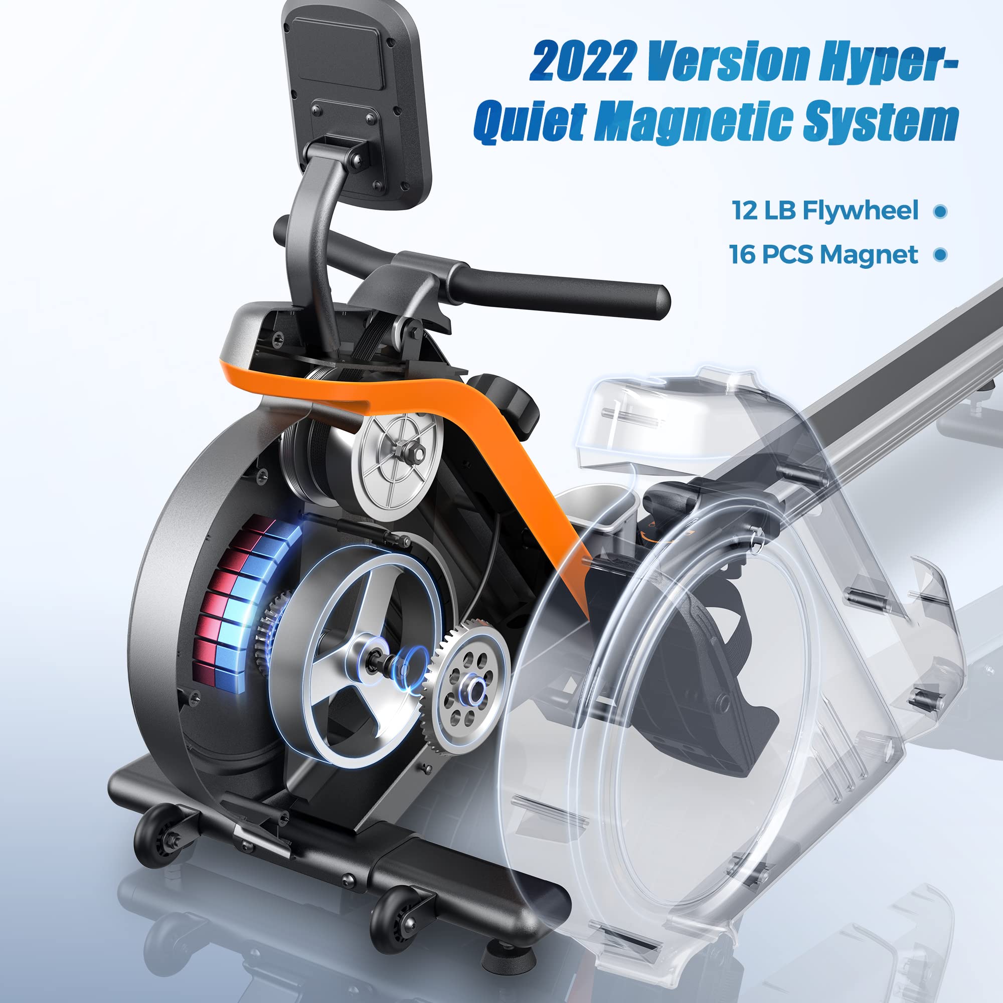 YOSUDA Magnetic/Water Rowing Machine 350 LB Weight Capacity - Foldable Rower for Home Gym with Bluetooth, App Connectivity, Tablet Holder & Comfortable Seat Cushion | Perfect for Full-Body Workout, Cardio Training & Small Space Fitness