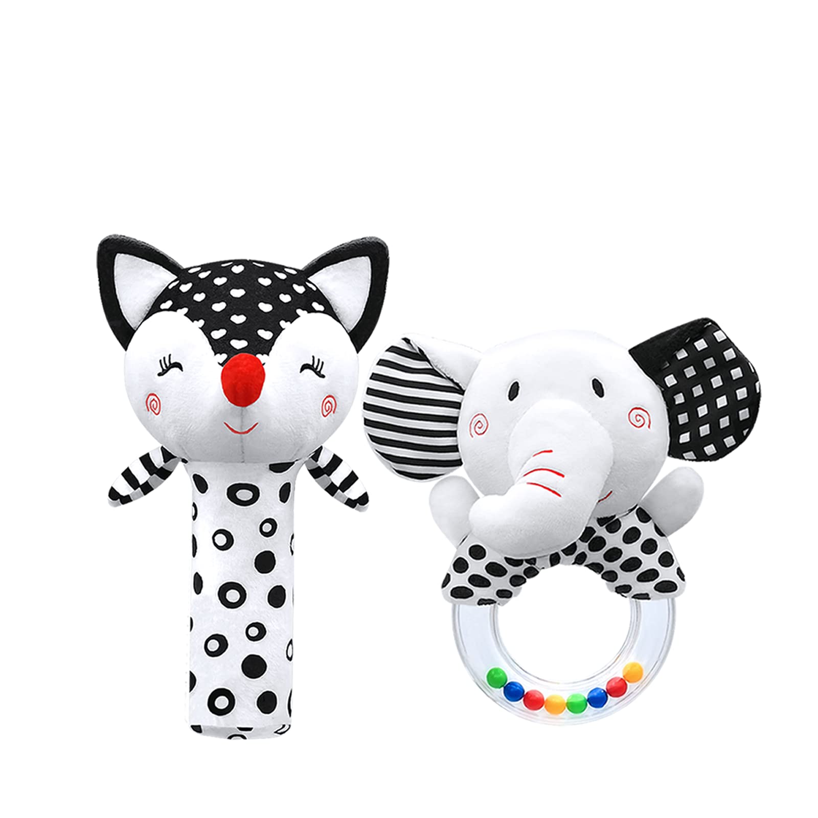 Best Baby Rattles for 0-6 Months - High Contrast Black & White Newborn Toys for 0-3 Months - Soft Plush Infant Rattles for Boys & Girls 0-12 Months - Perfect for Sensory Development & Early Learning Playtime