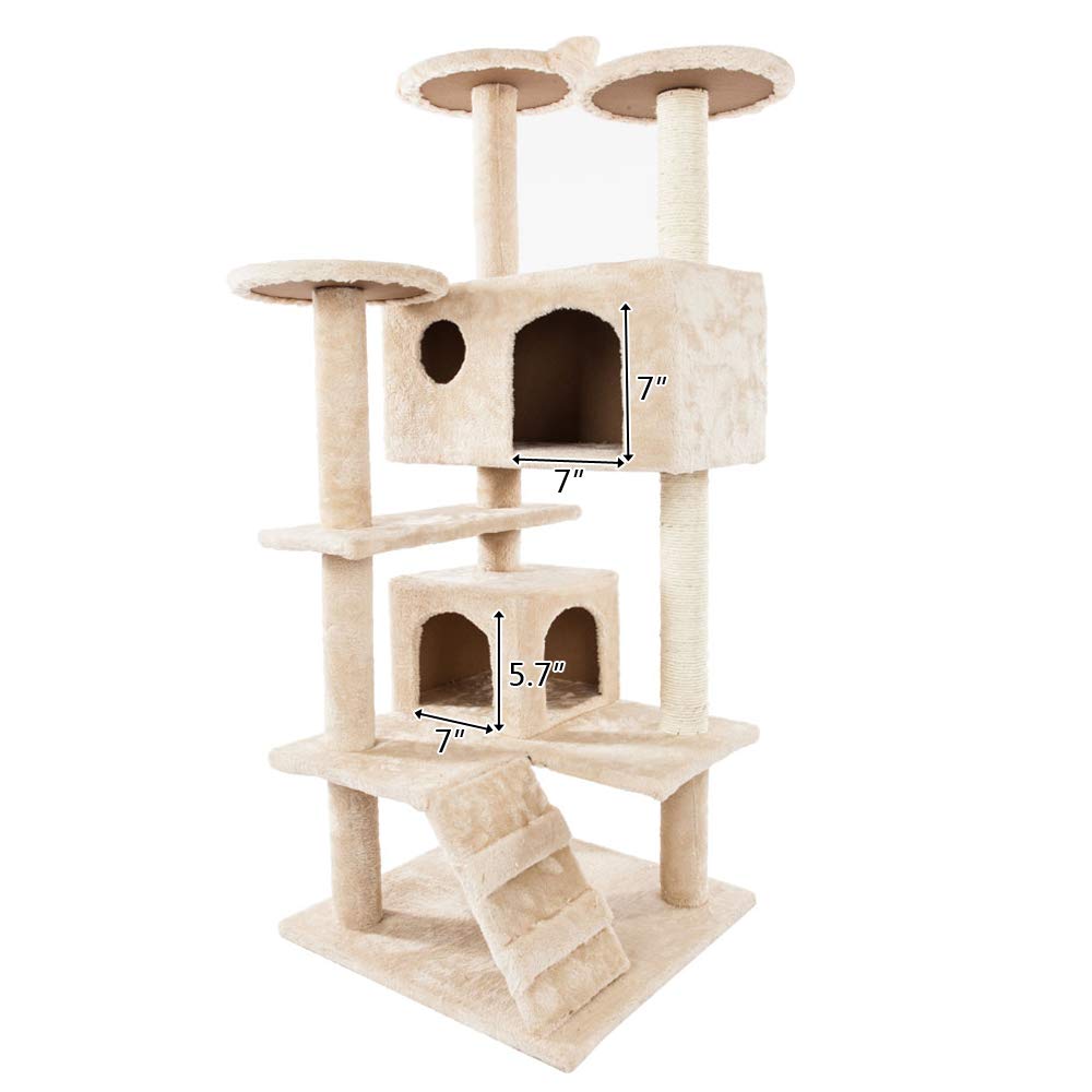 Premium Cat Tree for Kittens - Multi-Level Cat Climb Tower with Scratching Posts & Cozy Pet Bed - Beige Cat Furniture for Indoor Play & Relaxation | Perfect for Small Spaces & Active Cats