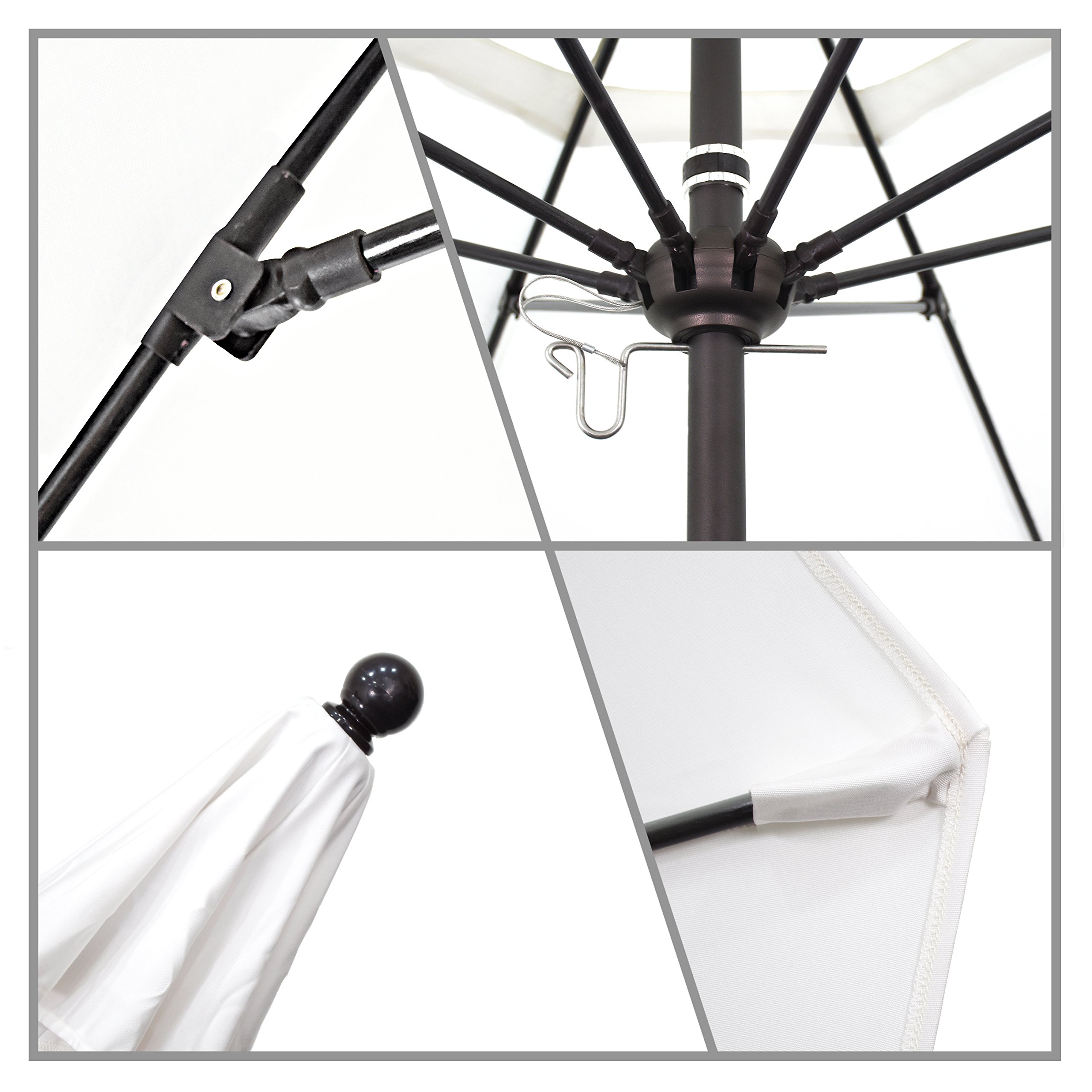 9' Round California Umbrella with Aluminum/Fiberglass Frame & Olefin Fabric - Push Open Design, Silver Pole for Patio, Poolside, and Outdoor Dining Areas