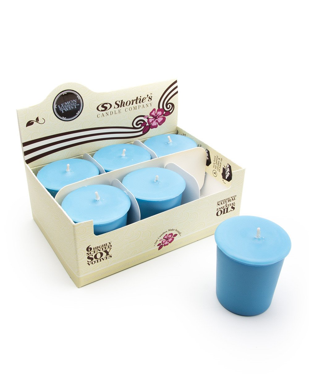 Lemon Blueberry Twist Soy Votive Candles - Natural Scented Candles with Essential Oils - 6 Pack Blue Votive Candle Refills - Fruit & Berry Collection for Home Decor, Relaxation & Aromatherapy