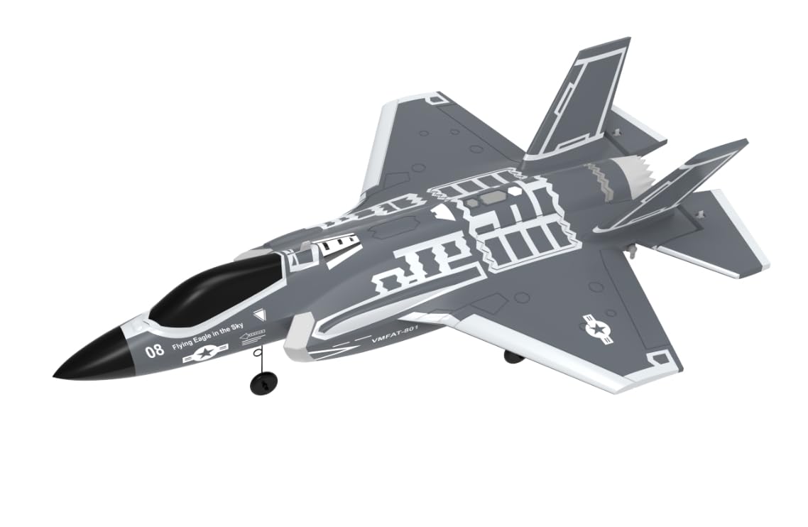 DEERC F35 4 Channel Brushless RC Plane for Adults - 2.4GHz Remote Control Airplane with 6-Axis Gyro Stabilizer, RTF Ducted Fan Fighter Jet - Easy to Fly Hobby Aircraft for Advanced Players | Outdoor Flying, Backyard Fun & RC Aviation Enthusiasts