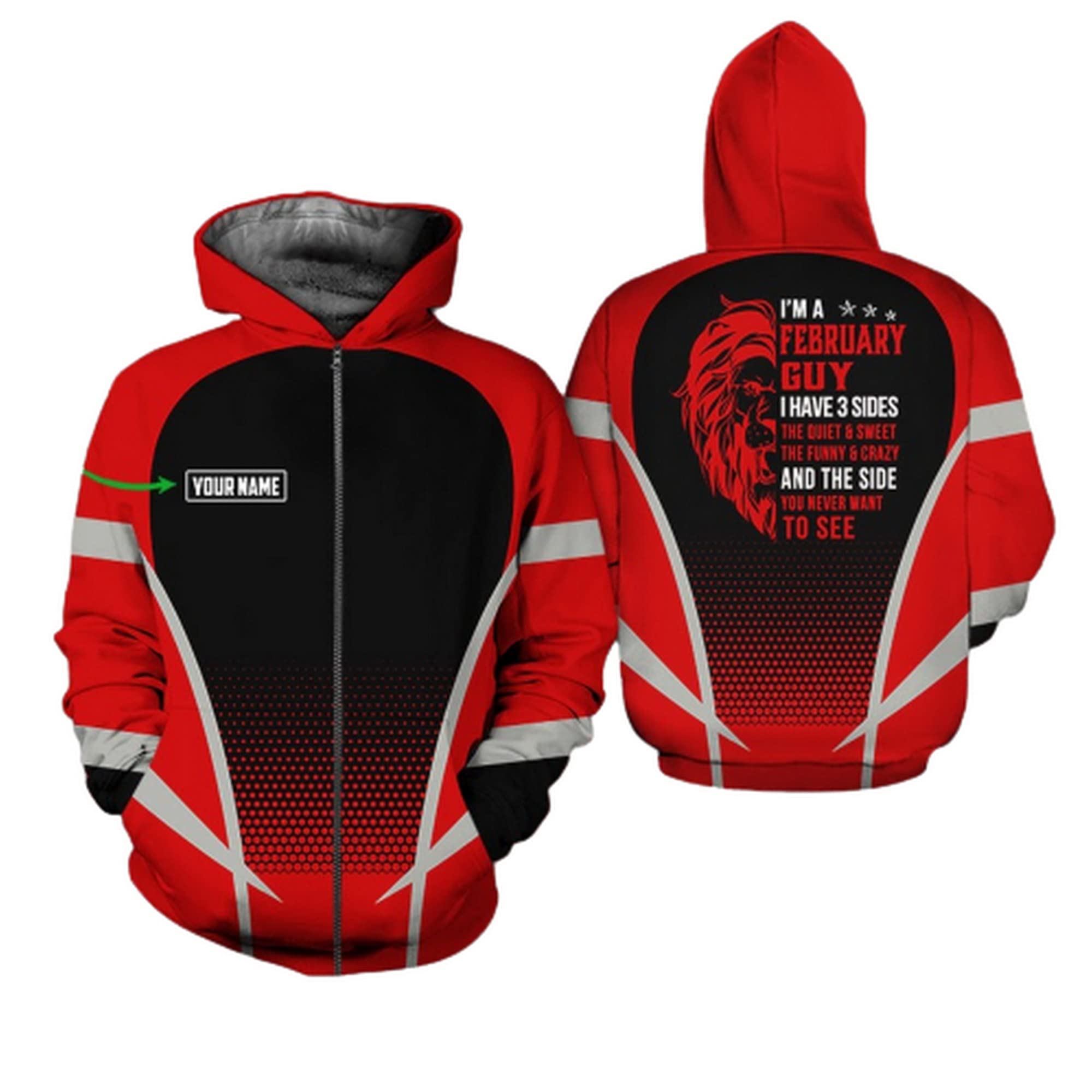 Custom 3D Printed February Guy Hoodie - Unisex Pullover & Zip-Up Sweatshirt with Front Pocket | Perfect Christmas & Birthday Gift for Men & Women | Great for Casual Wear, Gifting & Seasonal Celebrations
