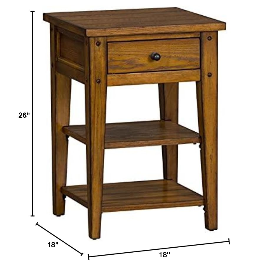 Oak Lake House Chair and Side Table Set - 2-Piece Rustic Furniture for Living Room, Bedroom & Porch | Home Square Collection