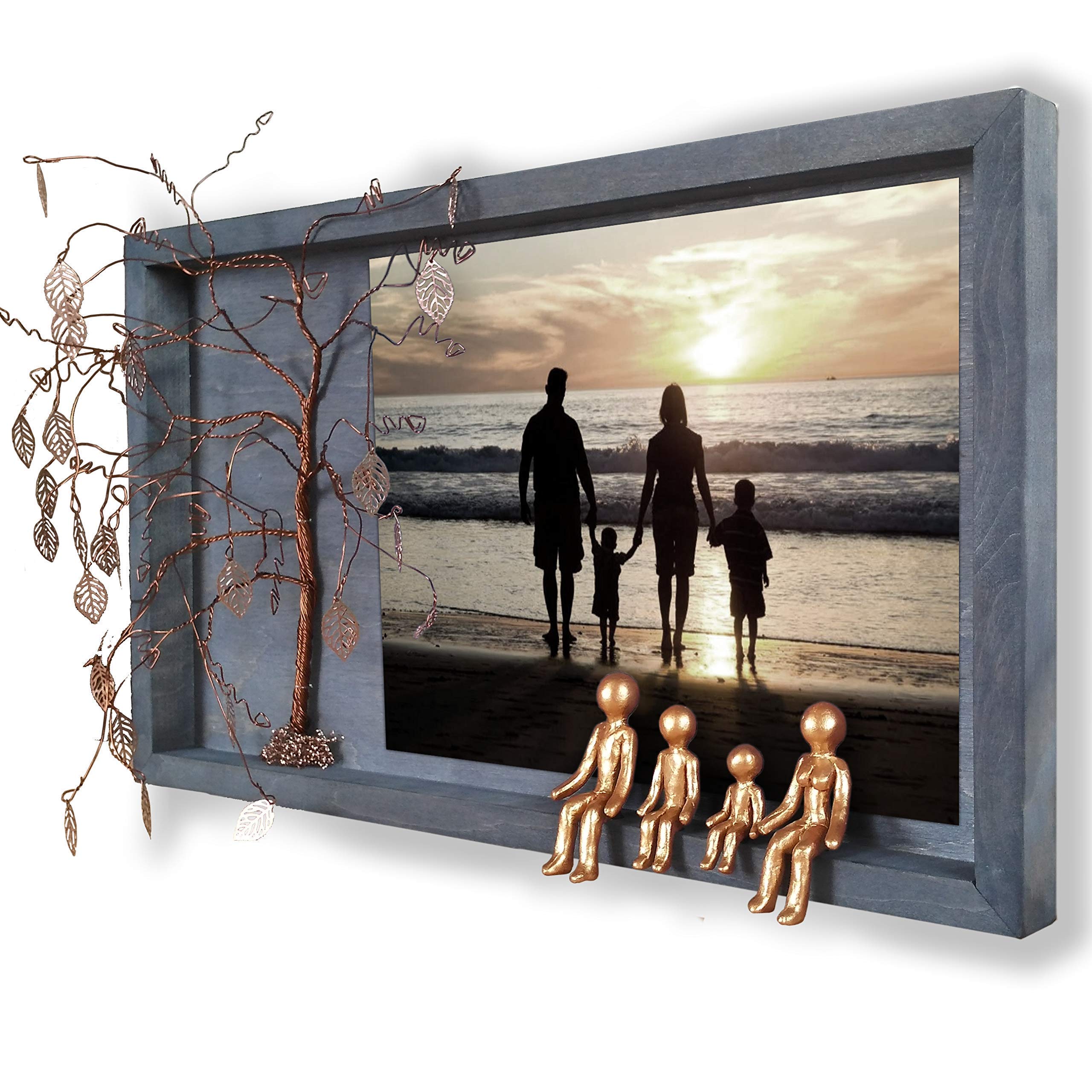 Personalized Family Picture Frame Collage - Unique Gifts for Inlaws, Grandparents & Couples - Bronze Wedding Anniversary Present (8th, 19th Year) - Wall Decor for Living Room, Bedroom & Office