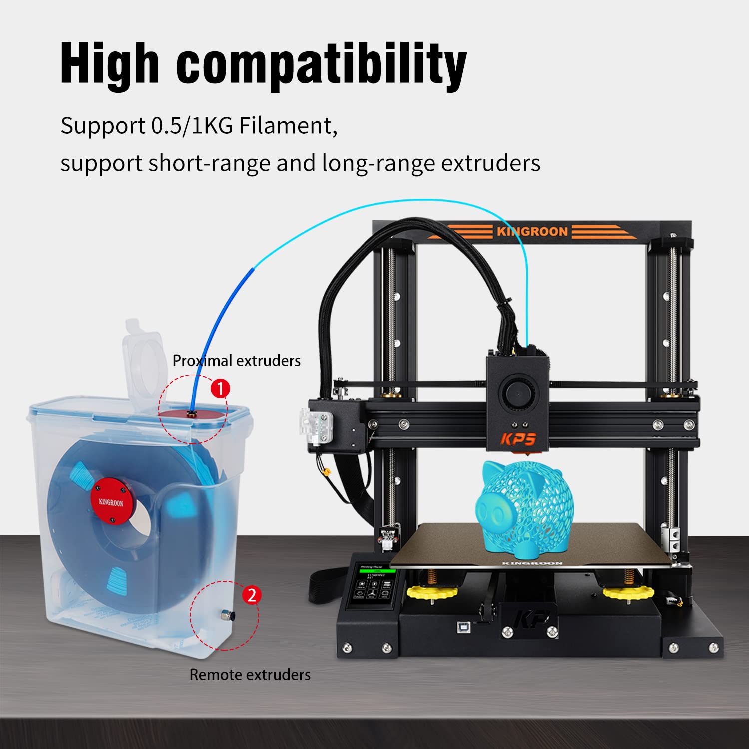 Kingroon 4L 3D Printer Filament Dryer Box - Moisture Proof Storage for PLA, PETG, TPU & ABS Filaments (0.5/1KG) | Keep Filaments Dry During 3D Printing | Ideal for Home Workshops & Professional 3D Printing Studios