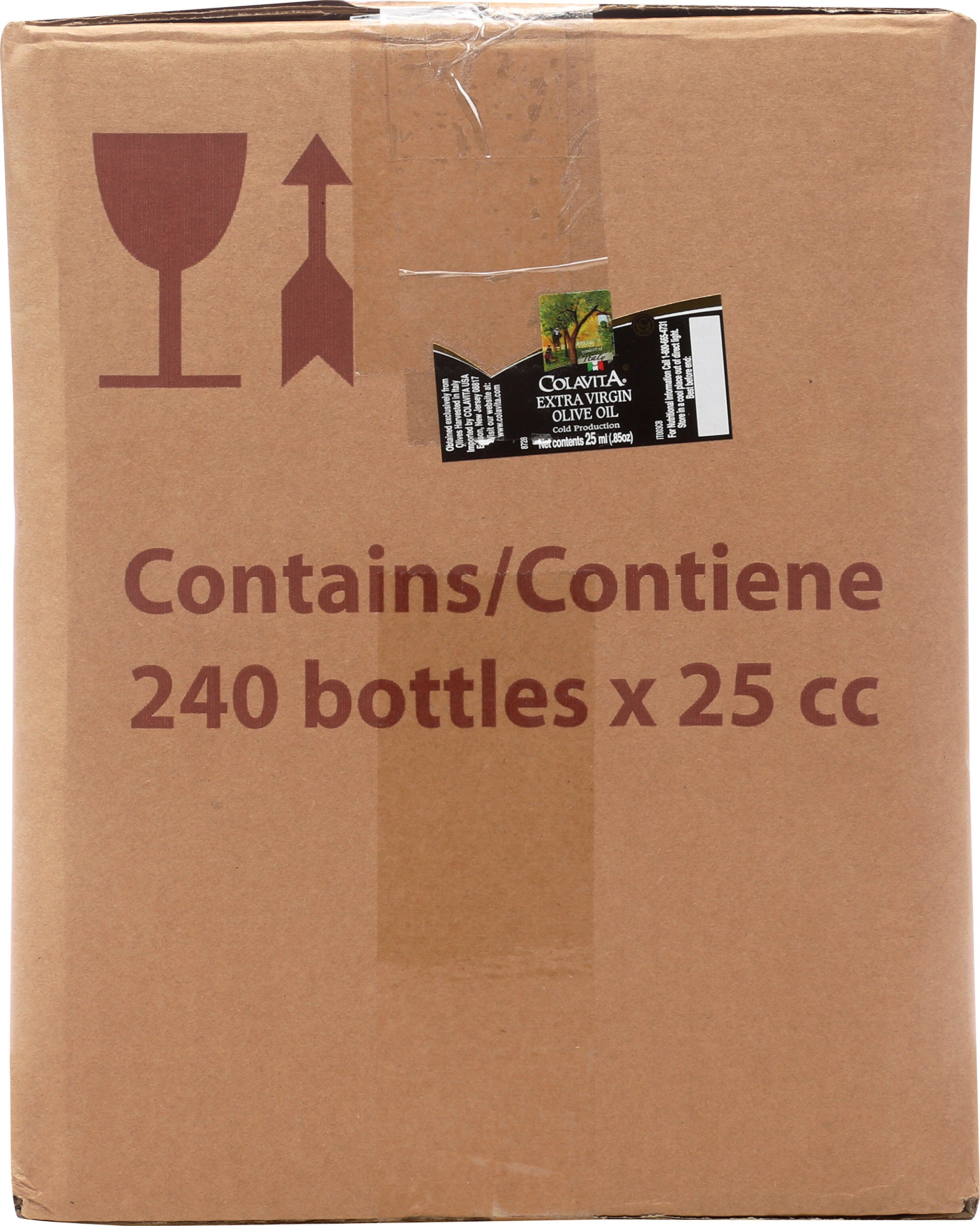 Colavita Premium Italian Extra Virgin Olive Oil - 0.85 fl oz Mini Bottles (Pack of 240) | Authentic EVOO for Cooking, Salads & Gifts | Restaurant, Catering & Home Use