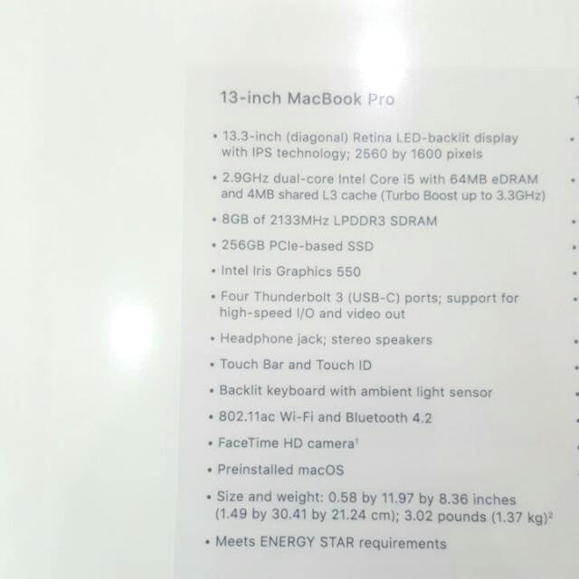 Apple MacBook Pro 13-inch with Touch Bar & Touch ID - 256GB SSD, Retina Display (Brand New) - Perfect for Work, Study & Creative Projects