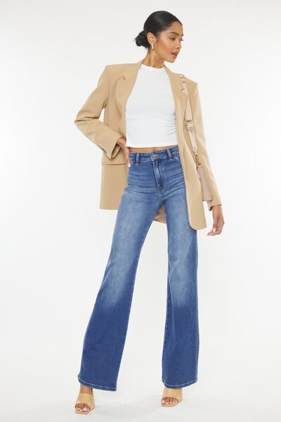 Kancan Ultra High Waist Gradient Flare Jeans for Women - Vintage Retro Stretch Denim Pants - Perfect for Casual Outfits, Date Night & 70s Style Fashion