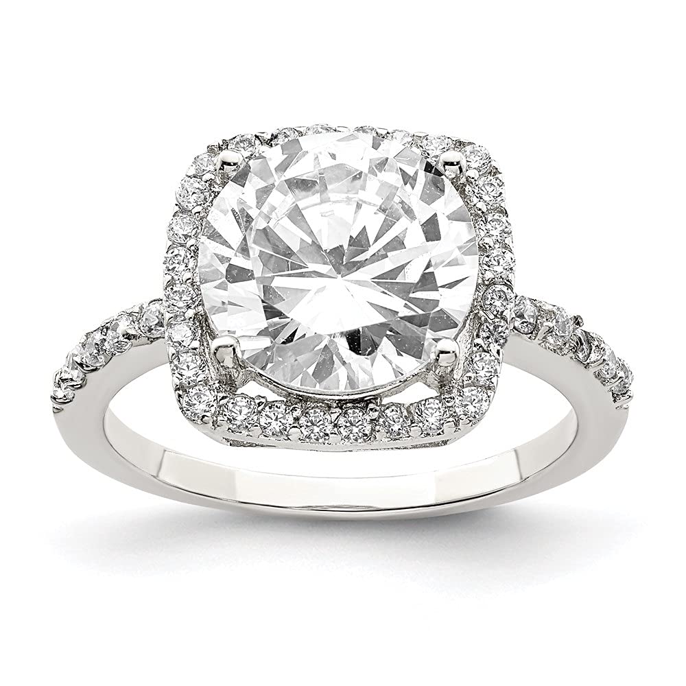 925 Sterling Silver Cubic Zirconia Engagement Ring for Women - Elegant Polished Wedding Band, Promise Ring, Anniversary Gift for Her