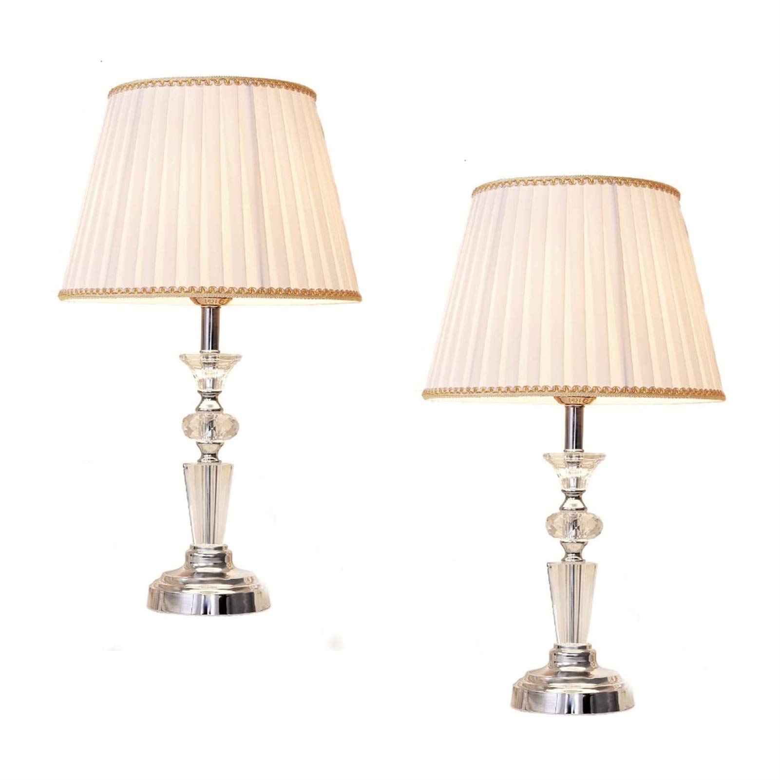 LJJSMG Bedside Table Lamps Set of 2 - Small Nightstand Lamps with Fabric Shade, Modern Desk Lamps for Bedroom, Living Room, Office, Nursery & Kids Room - Perfect for Reading, Working & Creating Cozy Ambience (2 Pack)