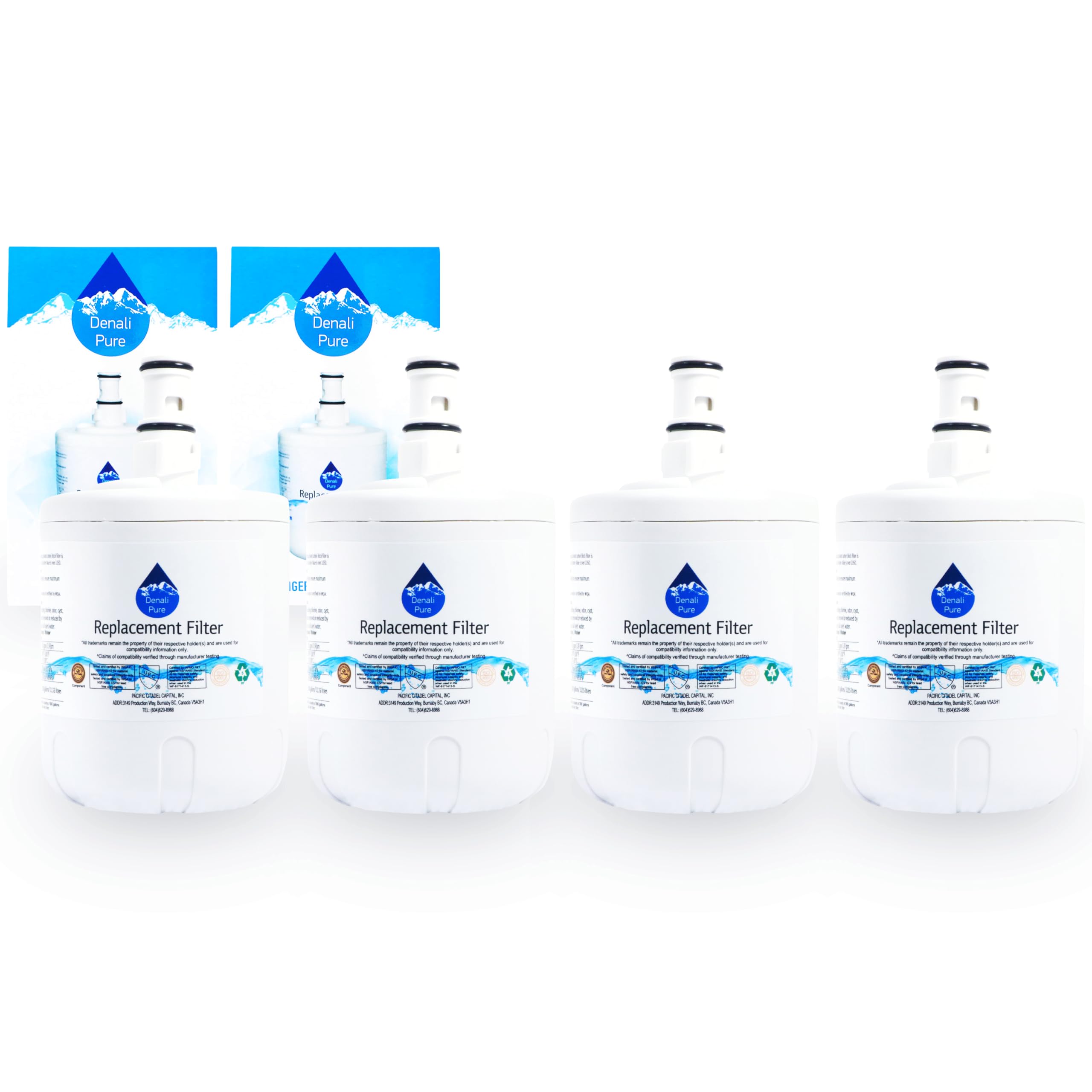 4-Pack Kenmore/Sears 10671202100 Refrigerator Water Filter Replacement - Compatible with 46-9002 Fridge Water Filter Cartridge | Clean & Safe Drinking Water for Home, Office, and RV Use