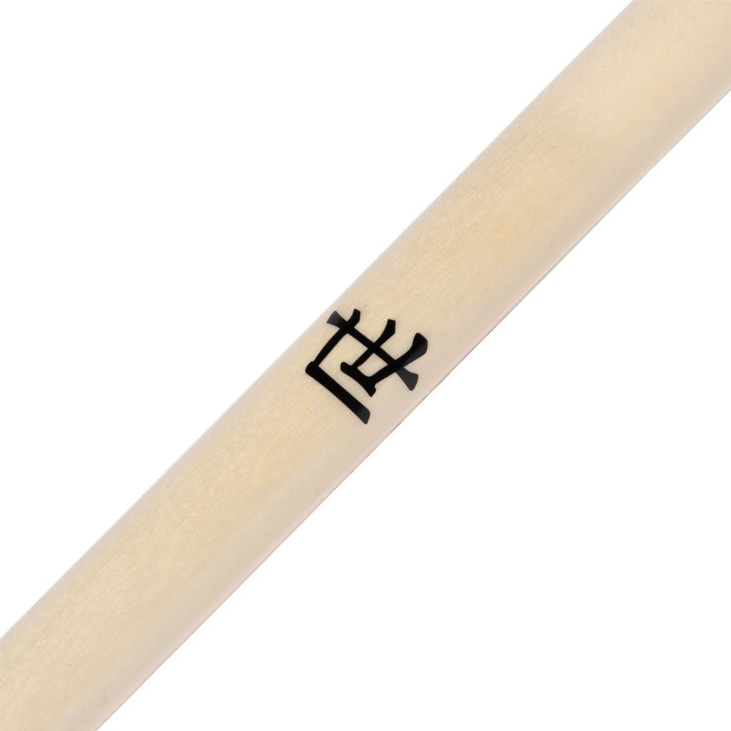 White Wood Tapered Bo Staff with Lotus Kanji Design - Perfect for Martial Arts Training, Cosplay, and Home Decor