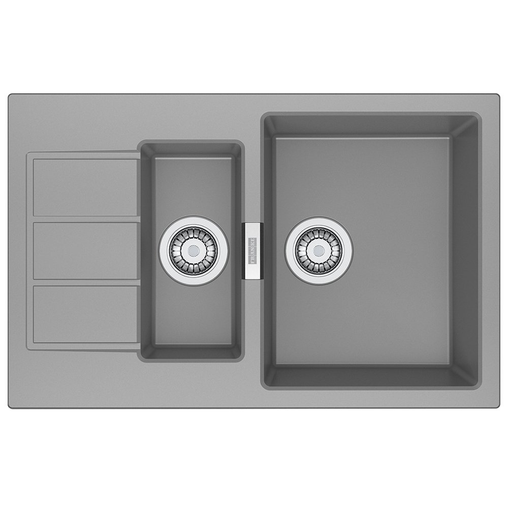 Franke 114.0496.083 Granite Composite Single and a Half Bowl Kitchen Sink in Grey - Durable & Stylish for Modern Kitchens, Perfect for Food Prep and Cleanup