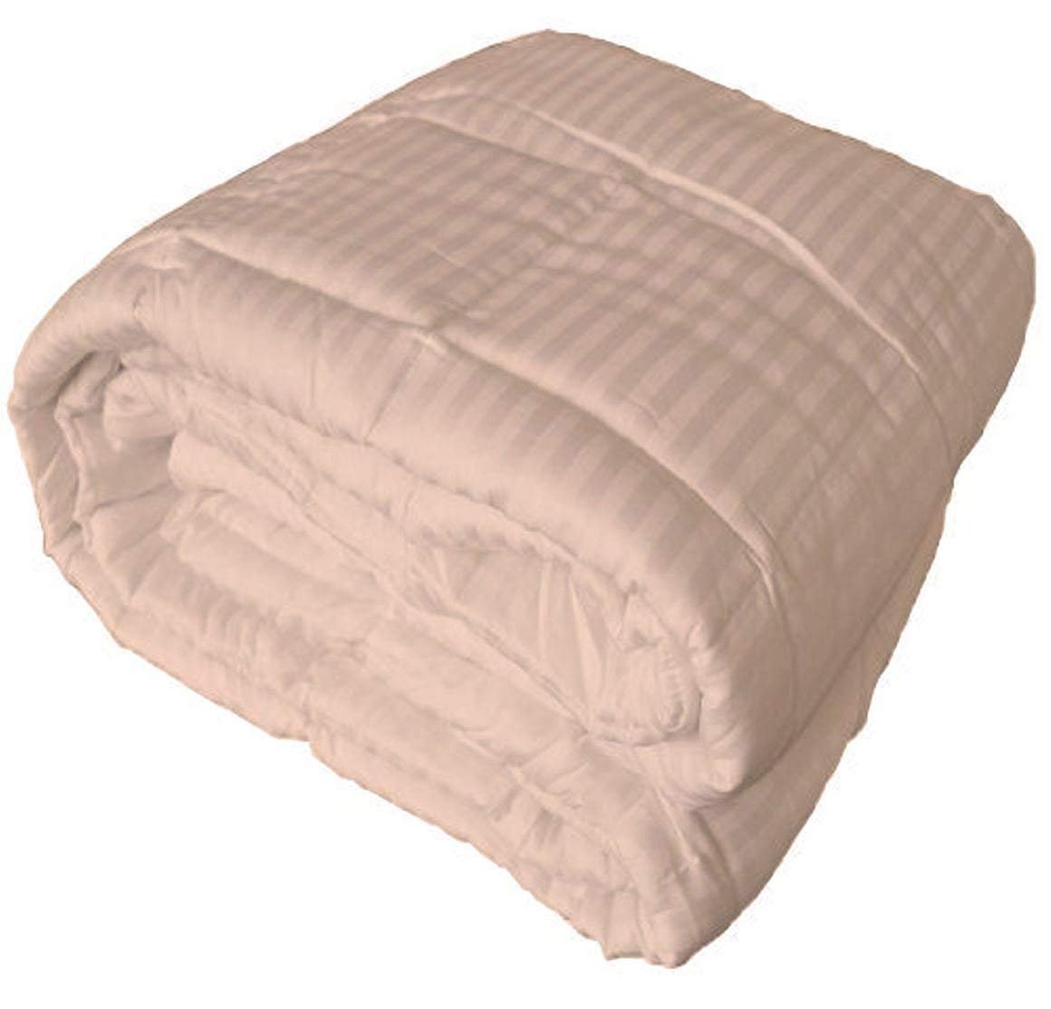 RBS Bedding 650 Thread Count 1-Piece Comforter - 100 GSM Microfiber Fill Box Stitched - Twin XL Size (64 x 86 Inches) - Peach Stripe 100% Egyptian Cotton - Perfect for Dorm Rooms, Guest Beds & Cozy Nights