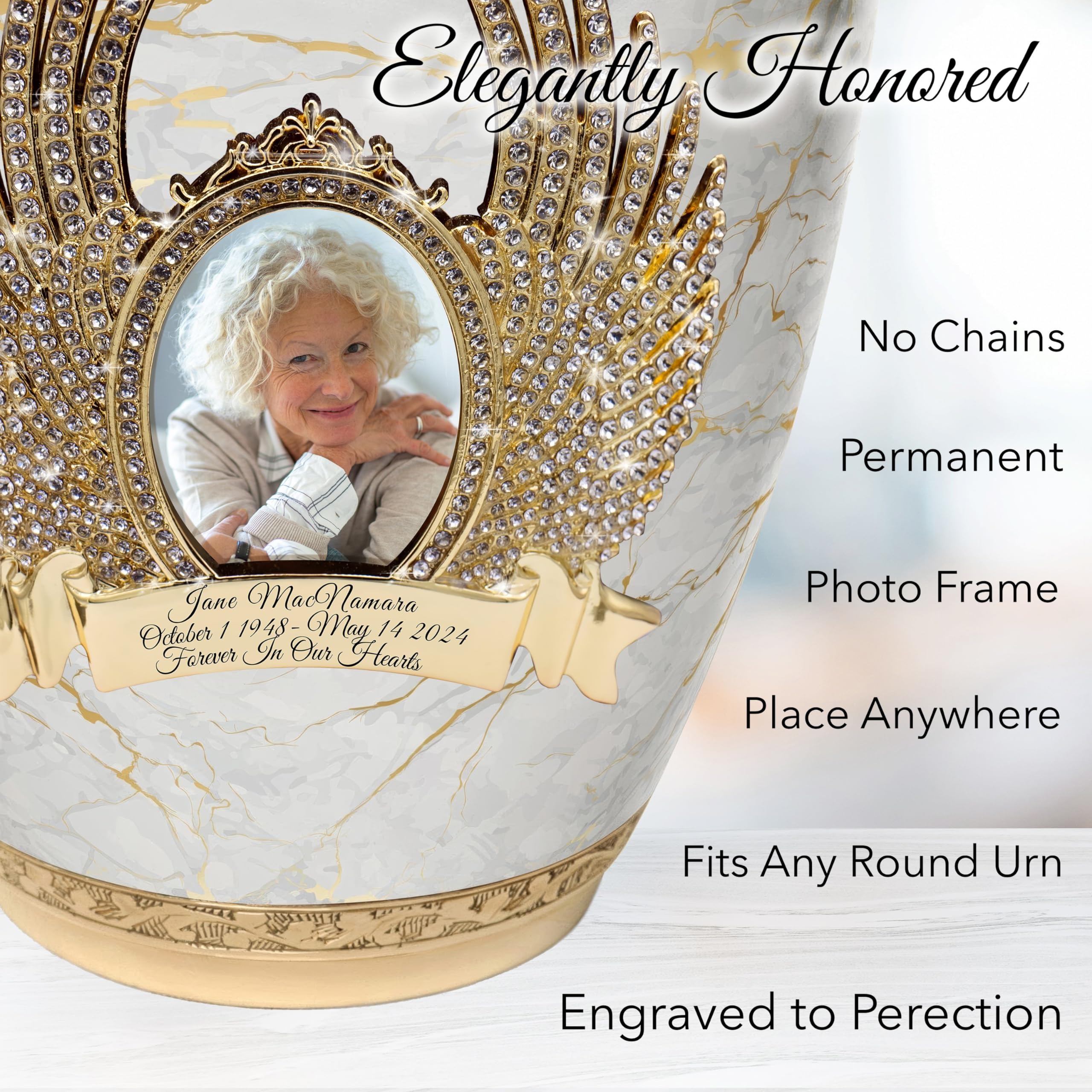 Elegant White Marble Urn for Human Ashes - Large Adult Cremation Urn for Women, Perfect for Home Memorial or Columbarium Display - Memorial Gift for Mom and Loved Ones