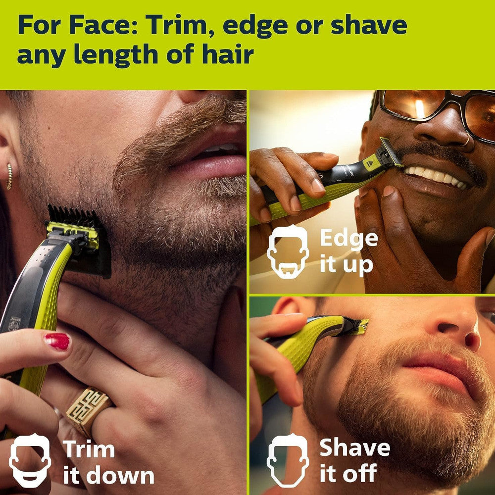PHILIPS QP2724/22 OneBlade 360 Face Trimmer for Men - Waterproof Electric Shaver with Multiple Attachments - Perfect for Travel, Gym & Daily Grooming
